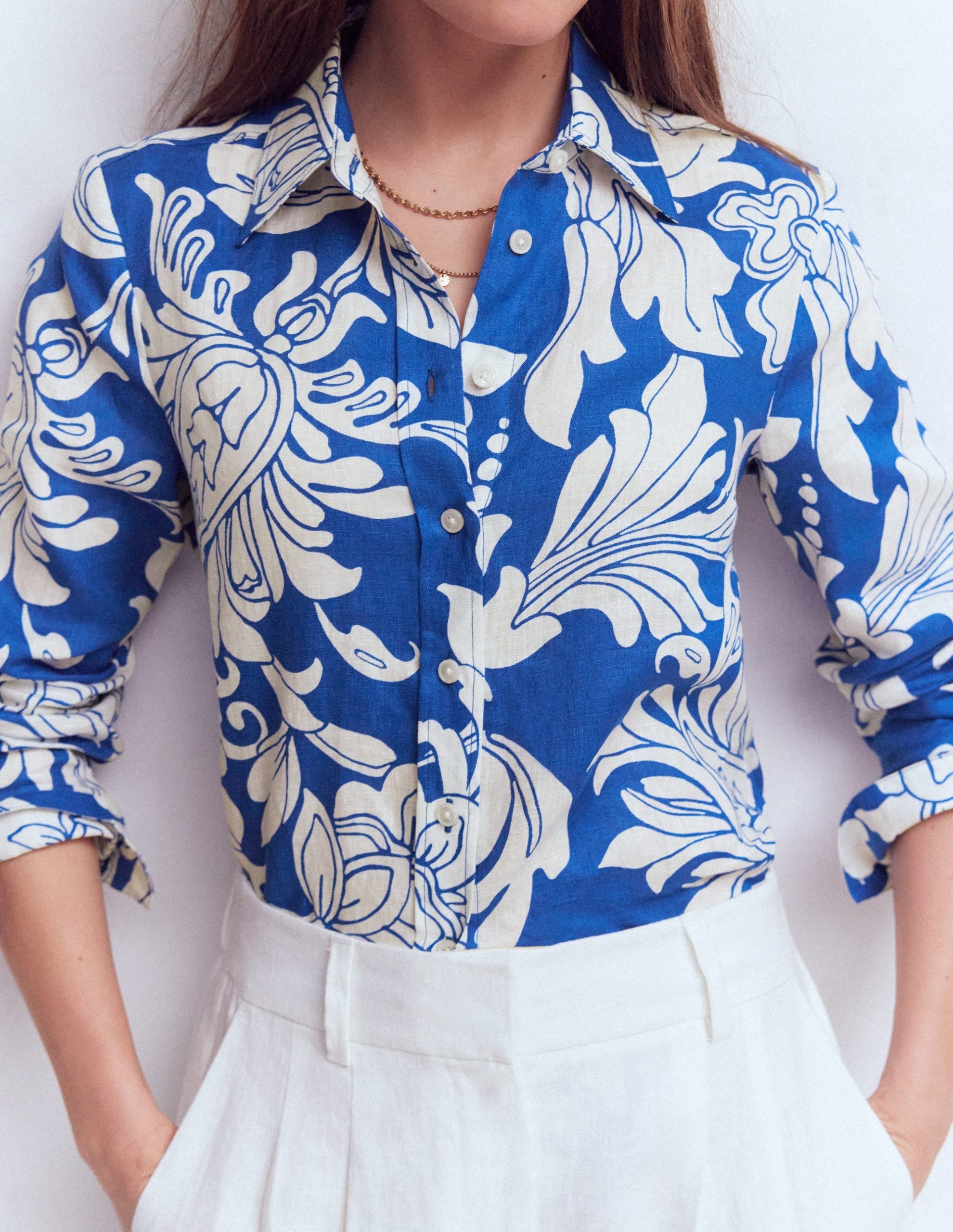 Sienna Linen Shirt-Blue. Botanical Flourish - Image 2