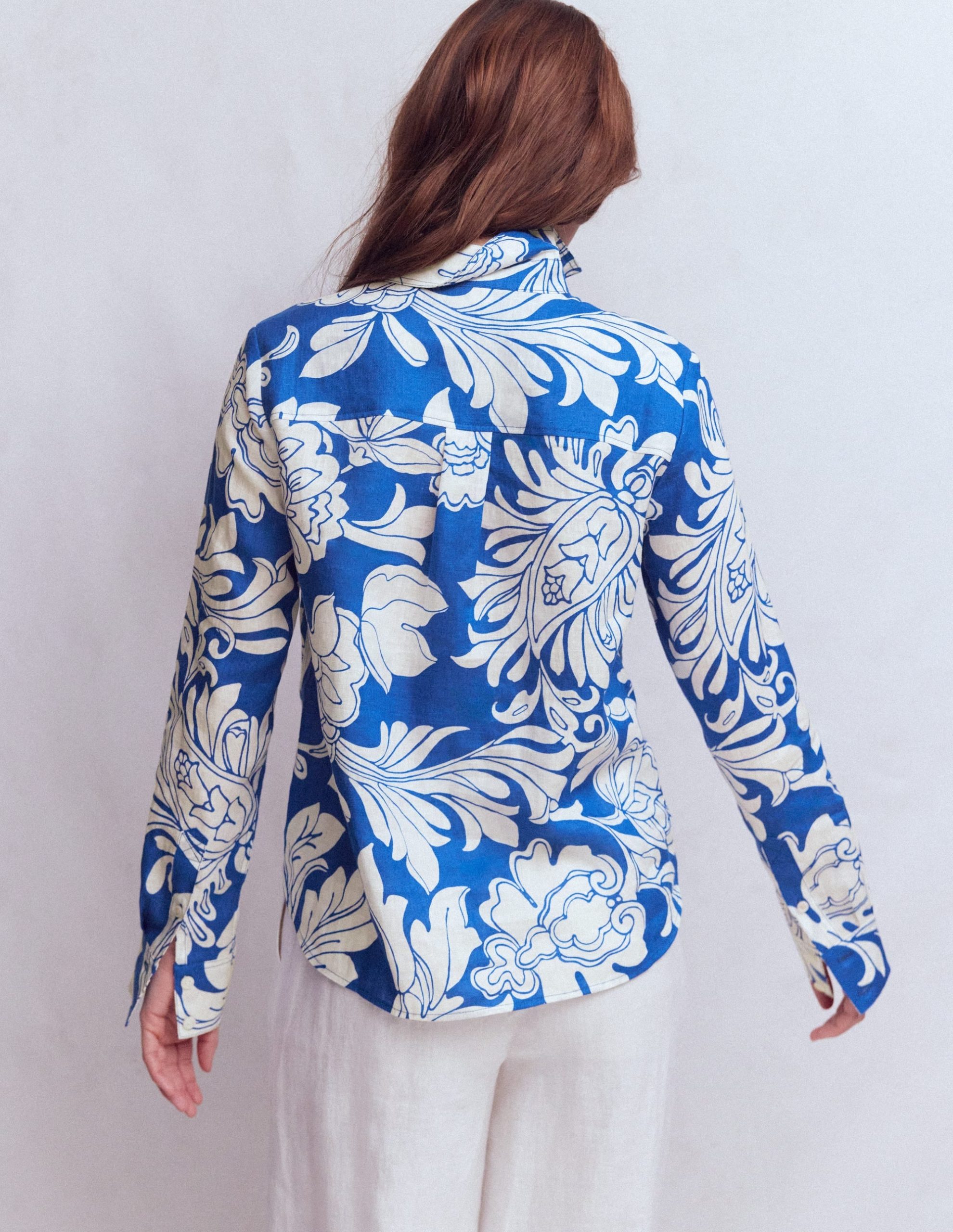 Sienna Linen Shirt-Blue. Botanical Flourish - Image 3