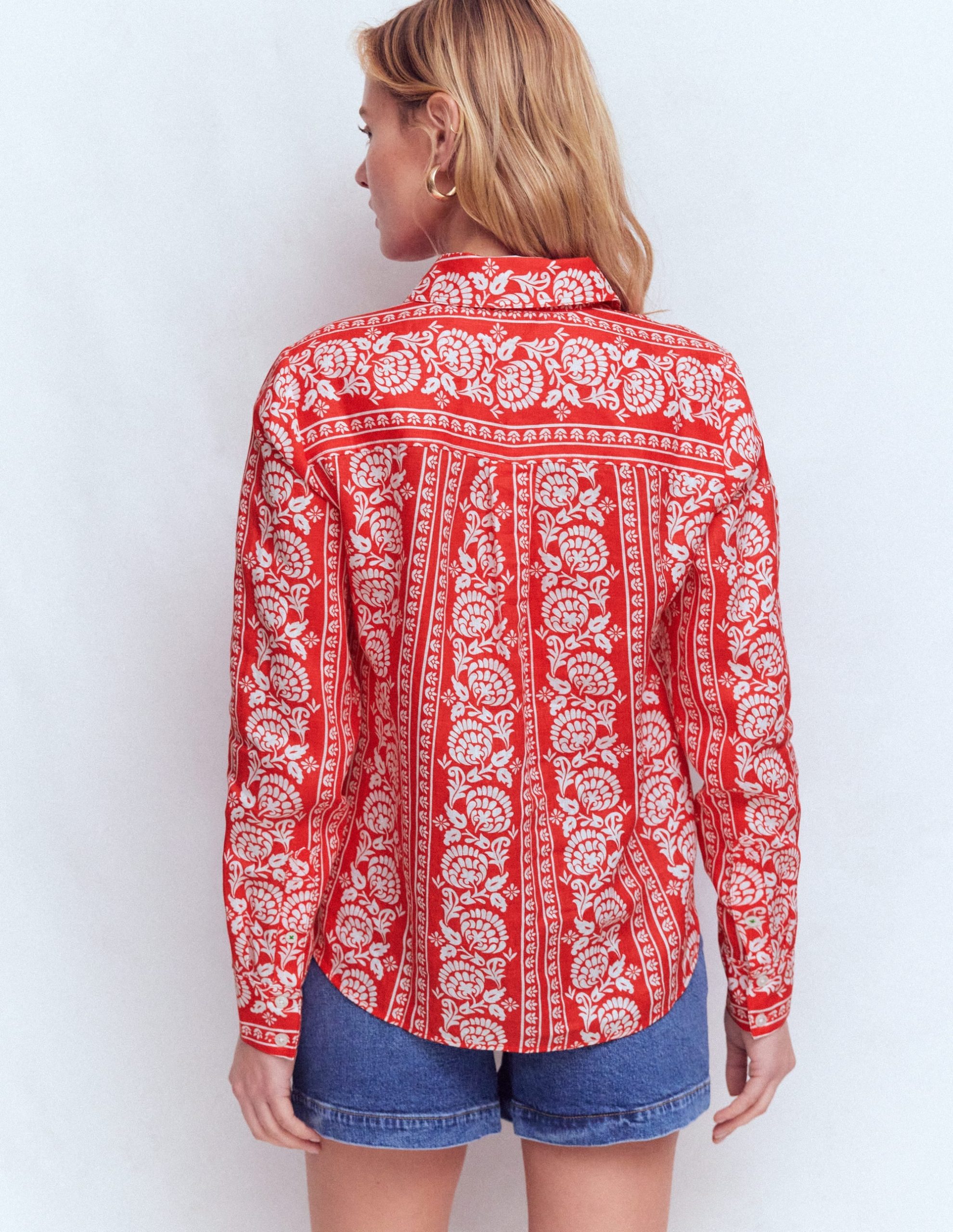 Sienna Linen Shirt-Red. Ornate Floret - Image 3