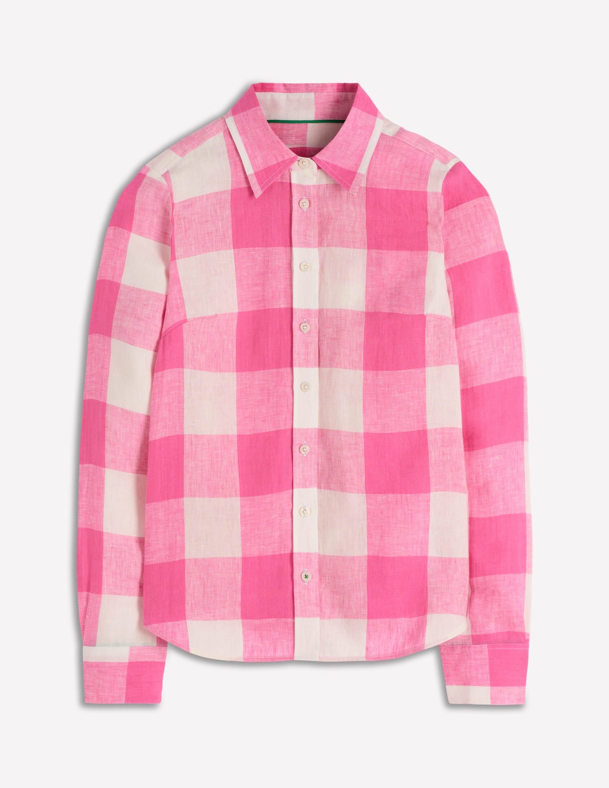 Sienna Linen Shirt-Pink Punch Gingham - Image 7