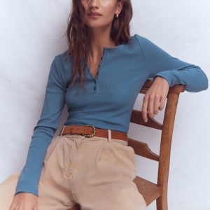 Rib Henley-Sailor Blue
