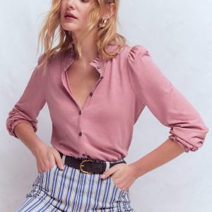 Effie Smocked Detail Shirt-Lilas