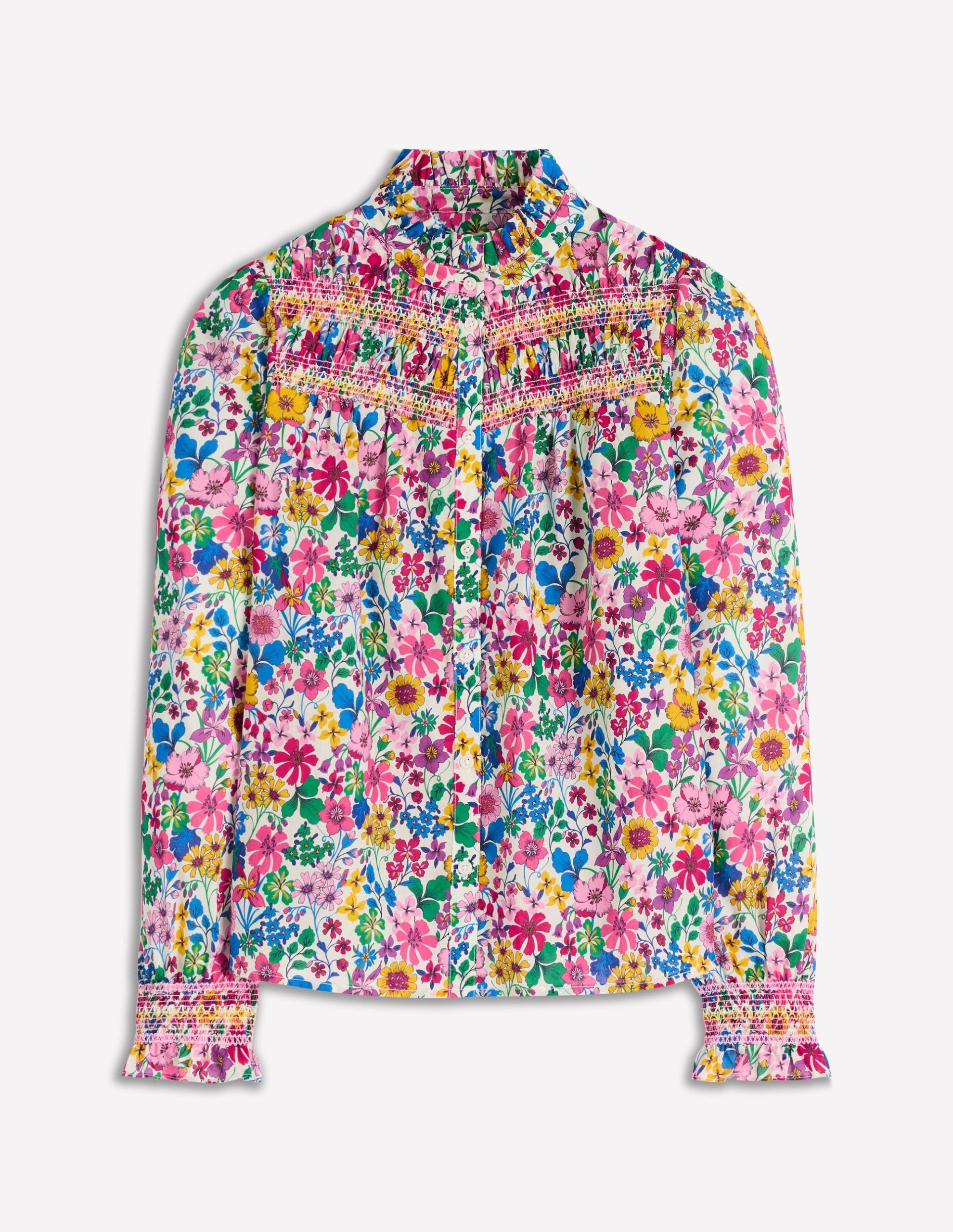 Esme Smocked Detail Frill Top-Multi. Blossoming Garden - Image 6