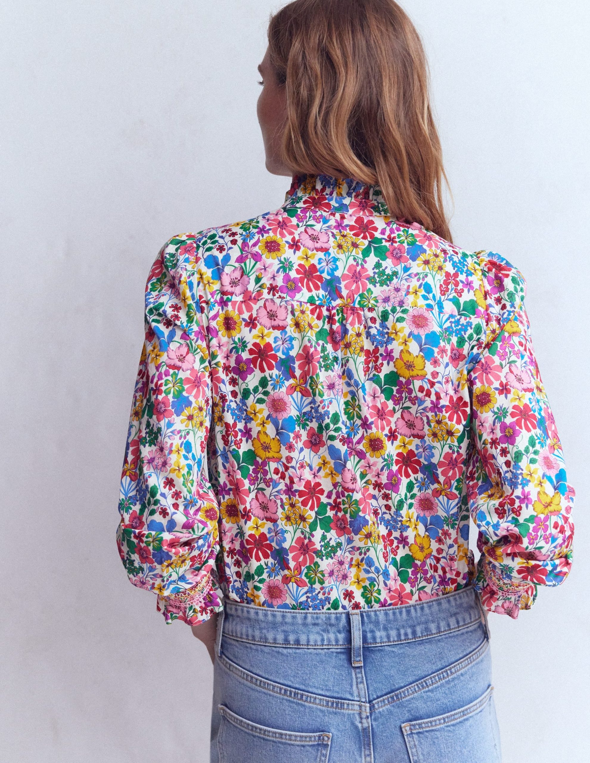 Esme Smocked Detail Frill Top-Multi. Blossoming Garden - Image 3