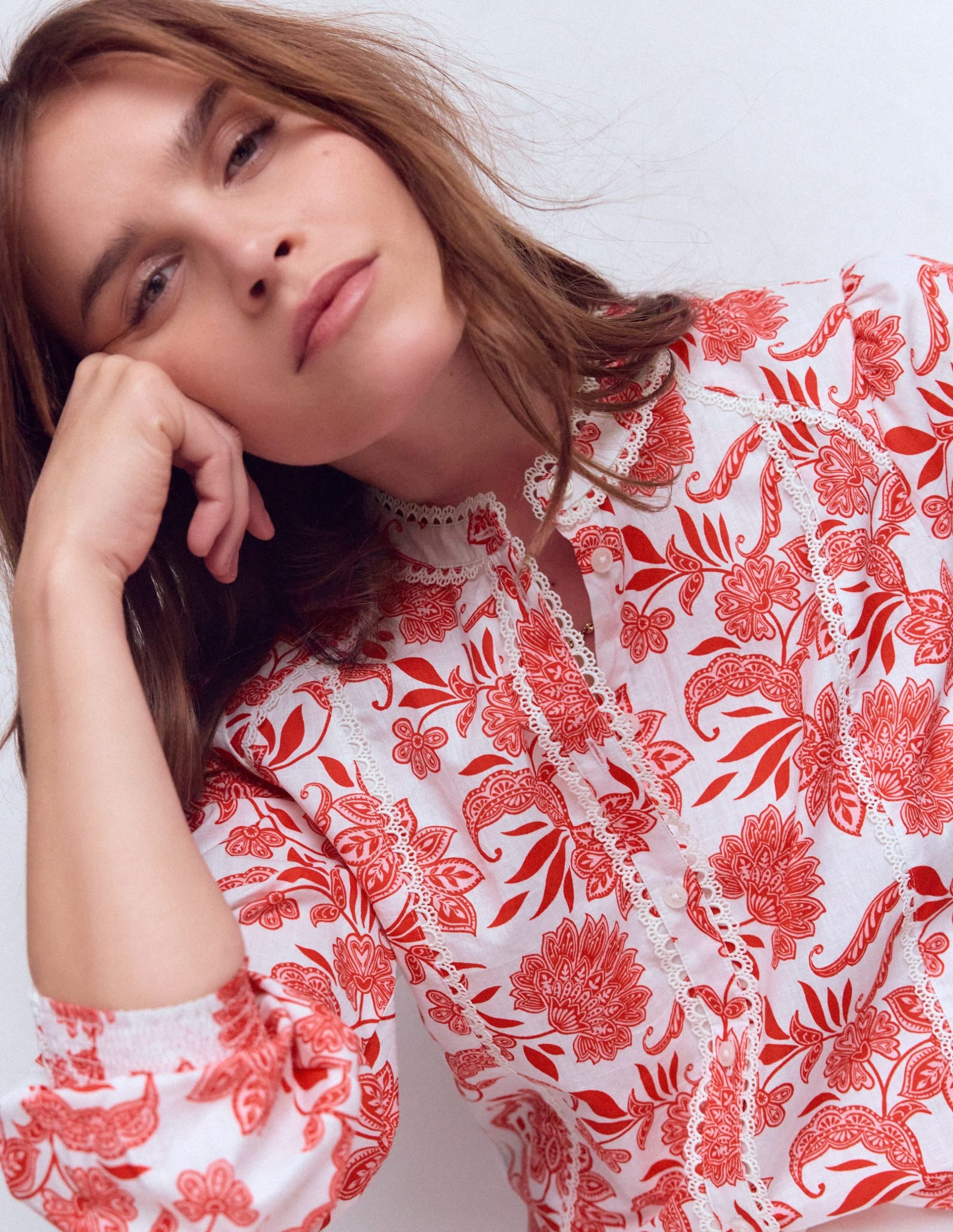 Rhea Trim Insert Cotton Top-Pink. Elegant Blossom - Image 2