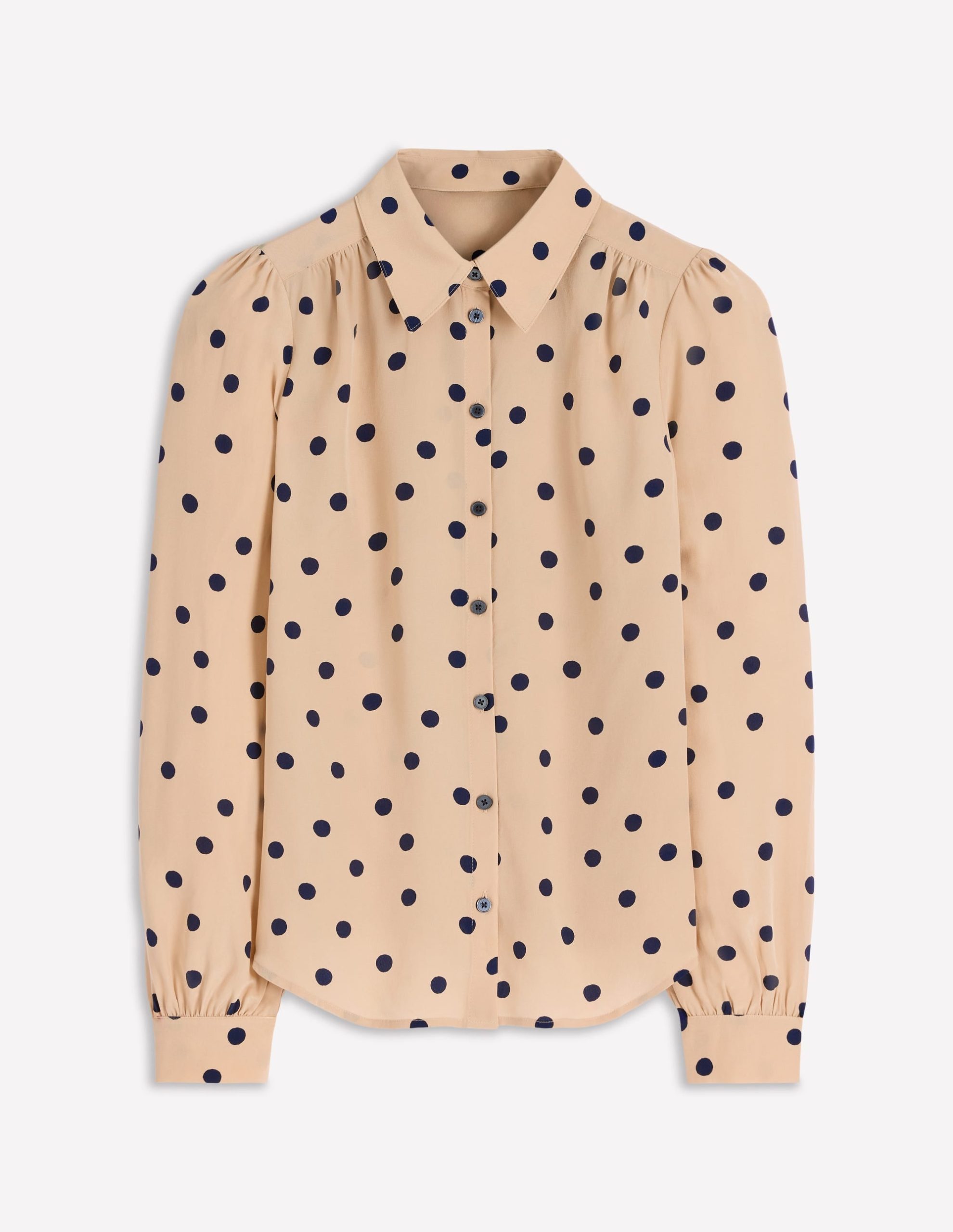 Sara Silk Shirt-Sand. Painted Dot Spaced - Image 6