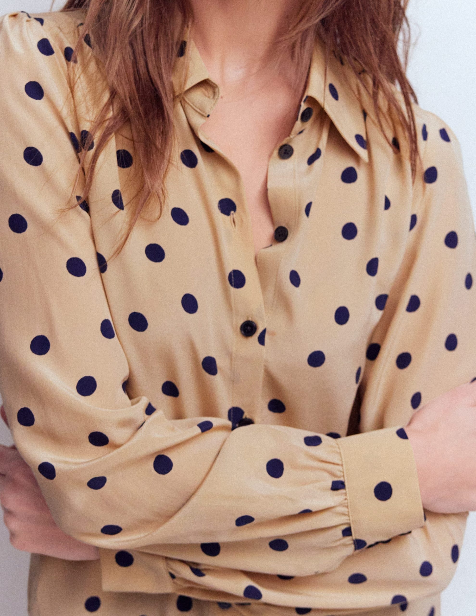 Sara Silk Shirt-Sand. Painted Dot Spaced - Image 2