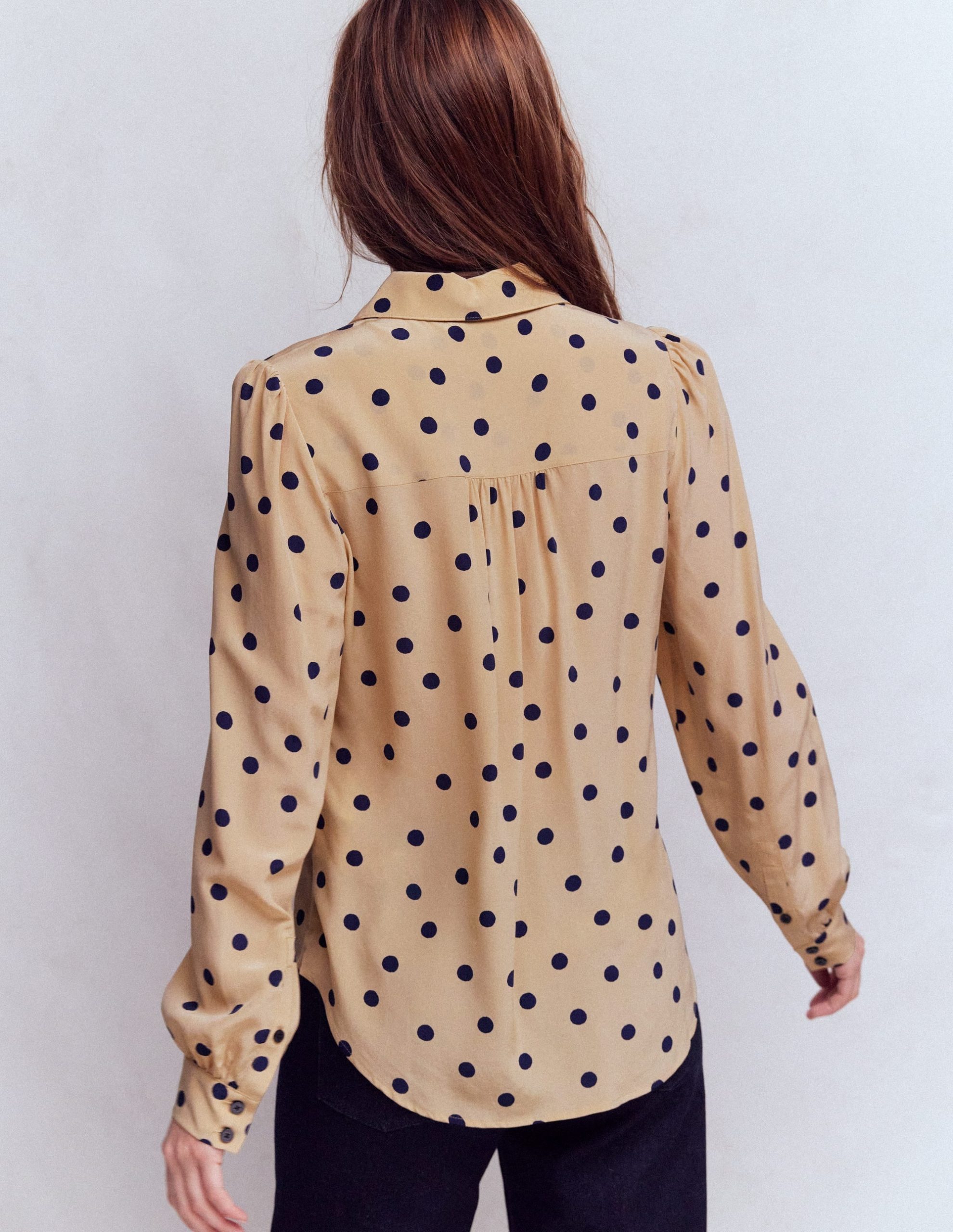 Sara Silk Shirt-Sand. Painted Dot Spaced - Image 3
