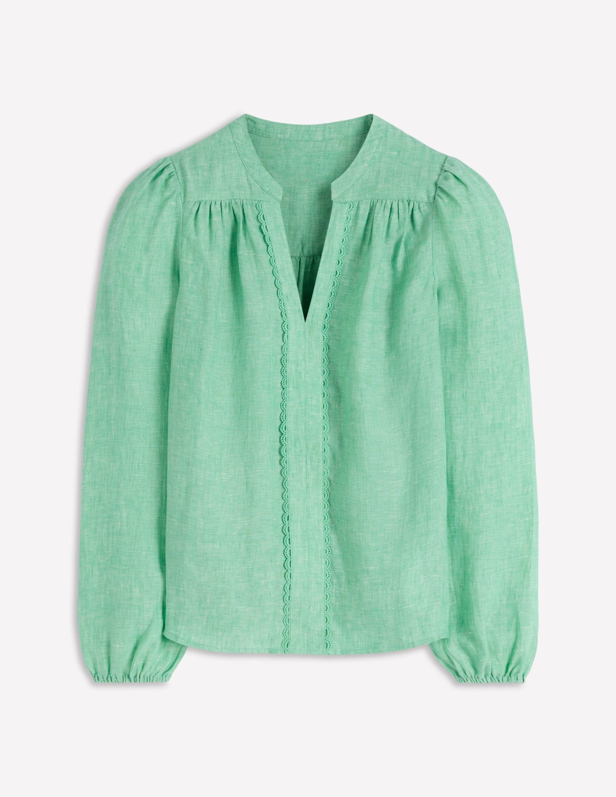 Linen Trim Insert Top-Aloe Green Chambray - Image 6