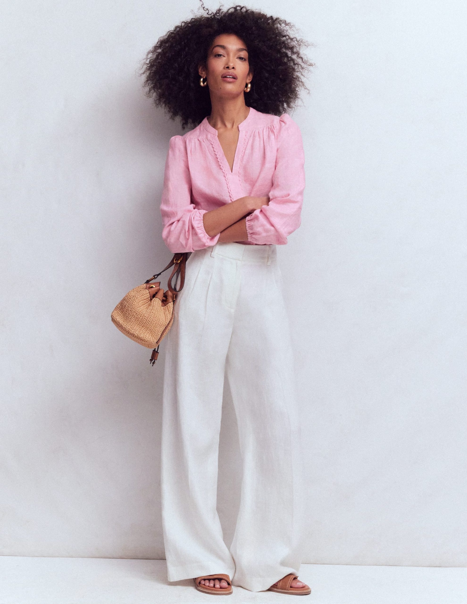Linen Trim Insert Top-Meadowsweet Pink Chambray - Image 4