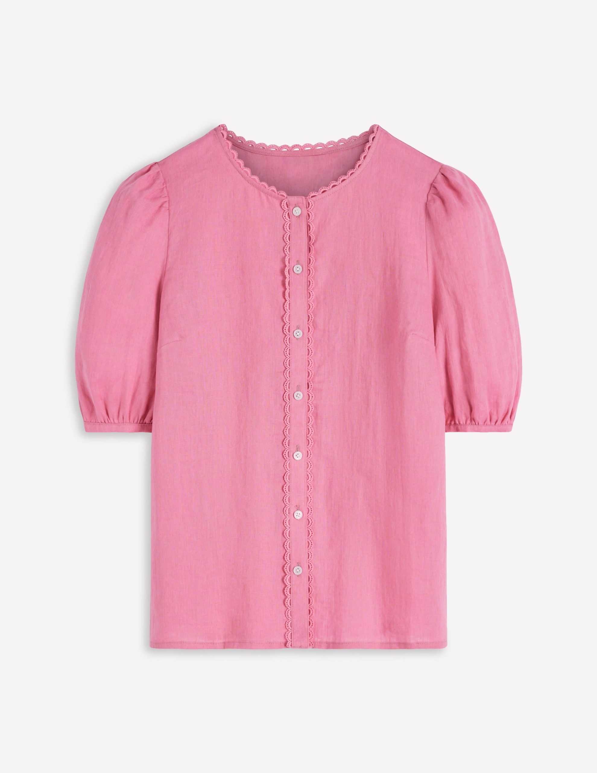 Leah Short Sleeve Linen Top-Pink Parfait - Image 5