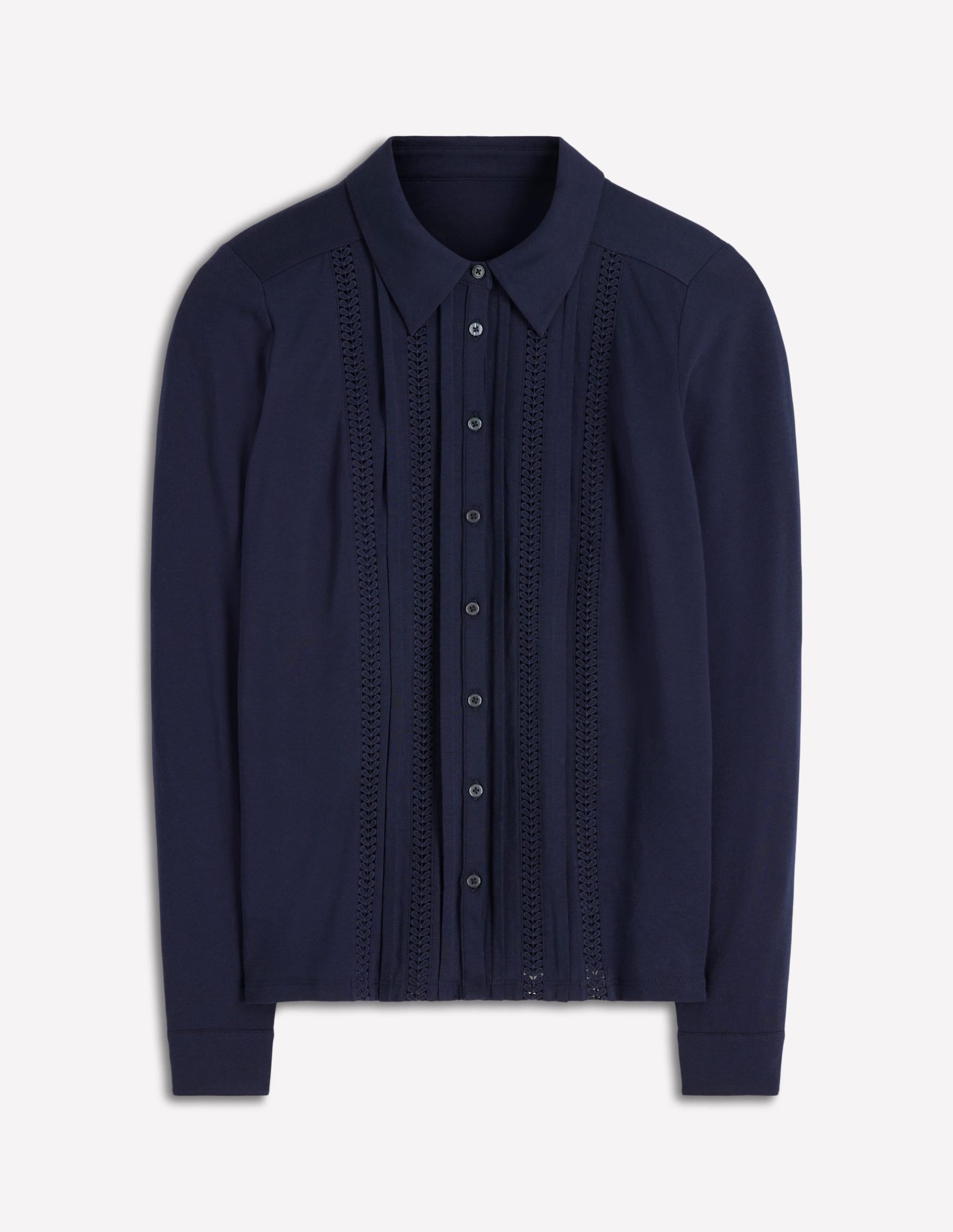 Trim Detail Jersey Shirt-Navy - Image 5