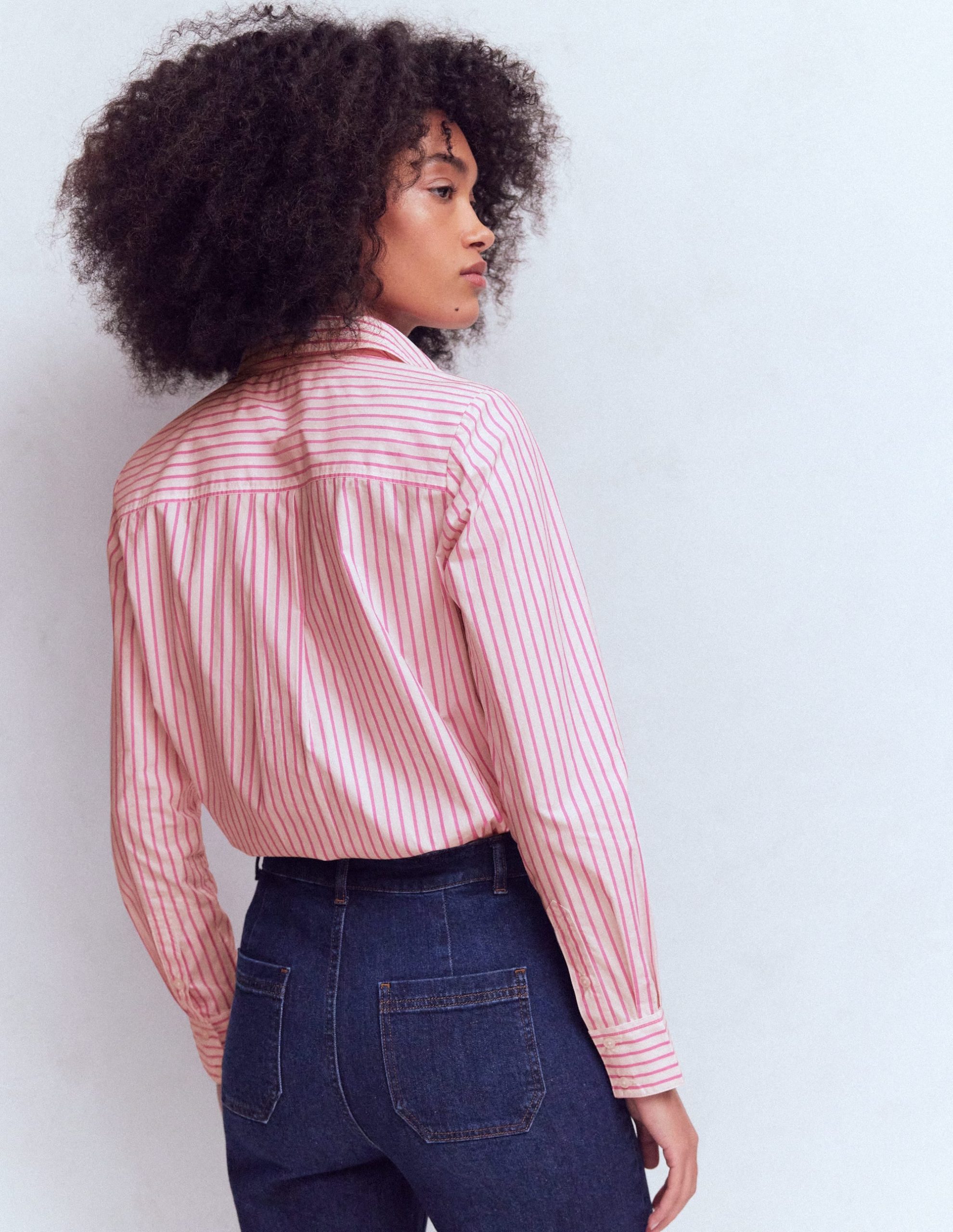 Sienna Trim Detail Shirt-Ivory. Pink stripe - Image 3