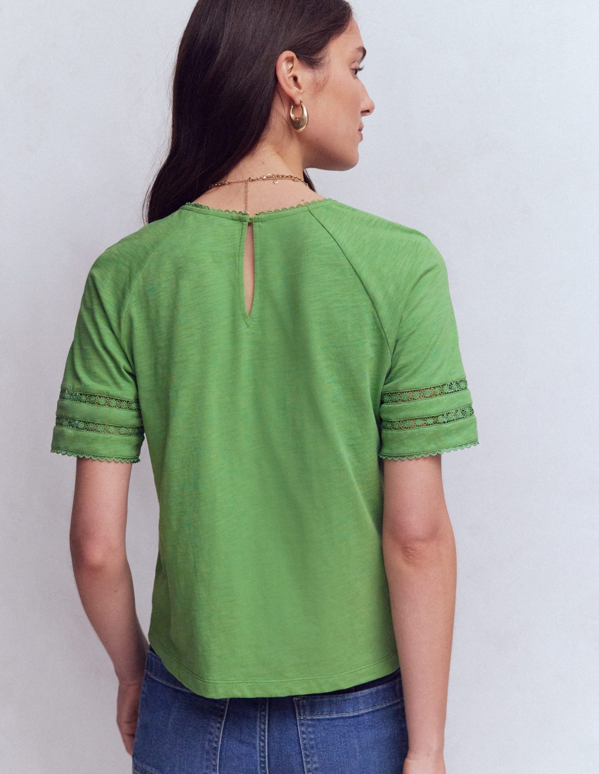 Poppy Trim Crew T-shirt-Bright Emerald - Image 3
