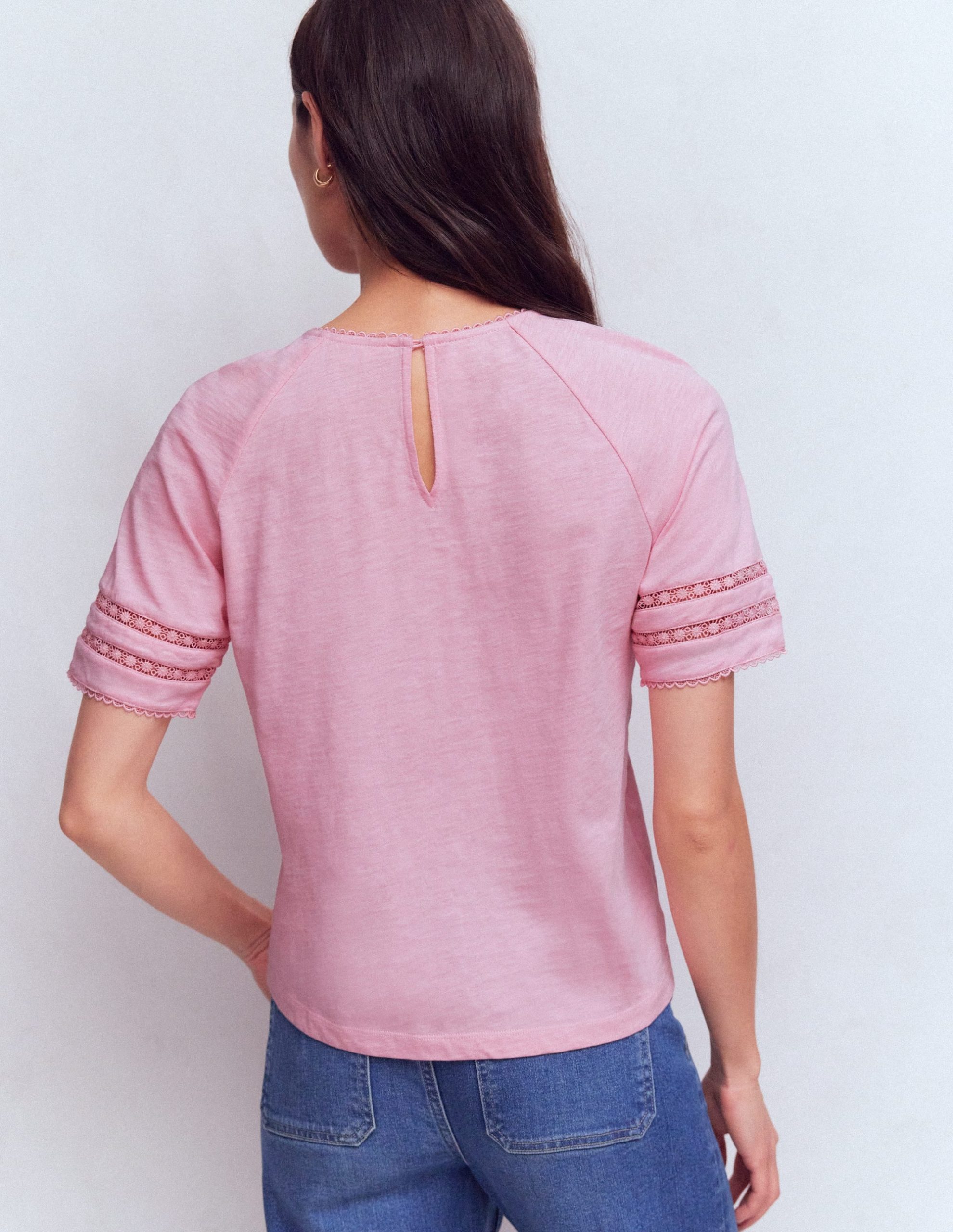 Poppy Trim Crew T-shirt-Pink Dolphin - Image 3