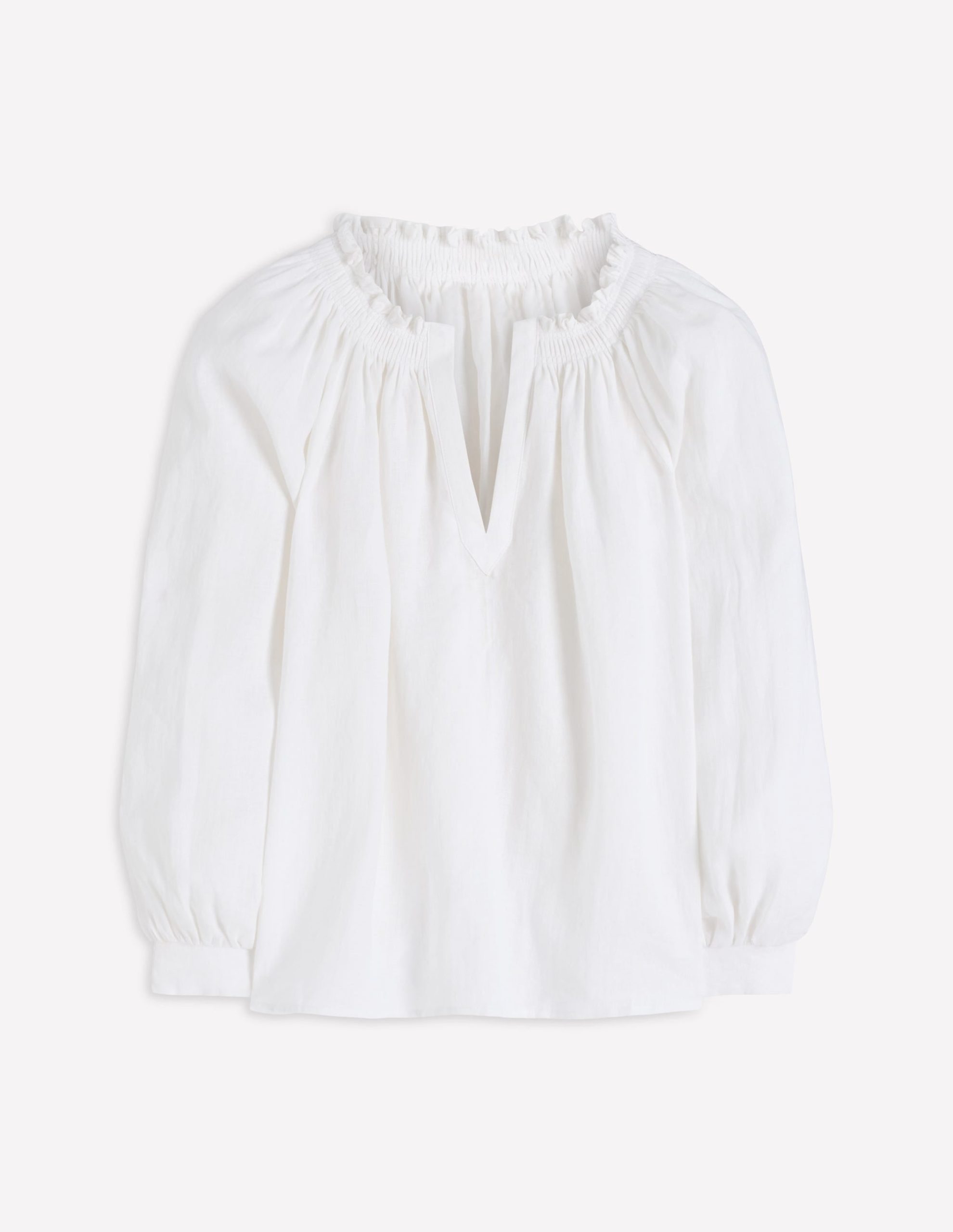 Serena Pleat Neck Linen Top-White - Image 5