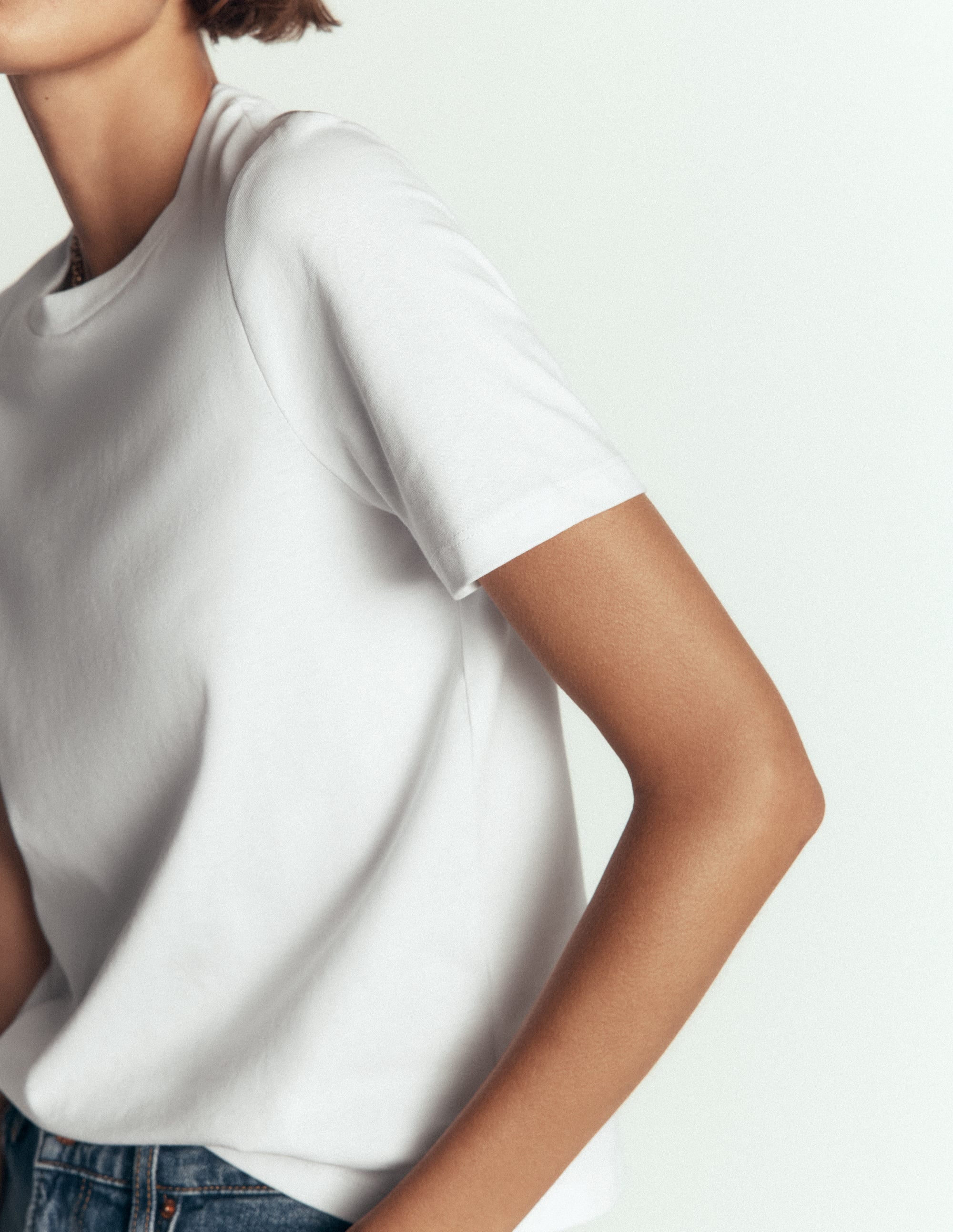 Cotton Crew Neck T-shirt-White - Image 2