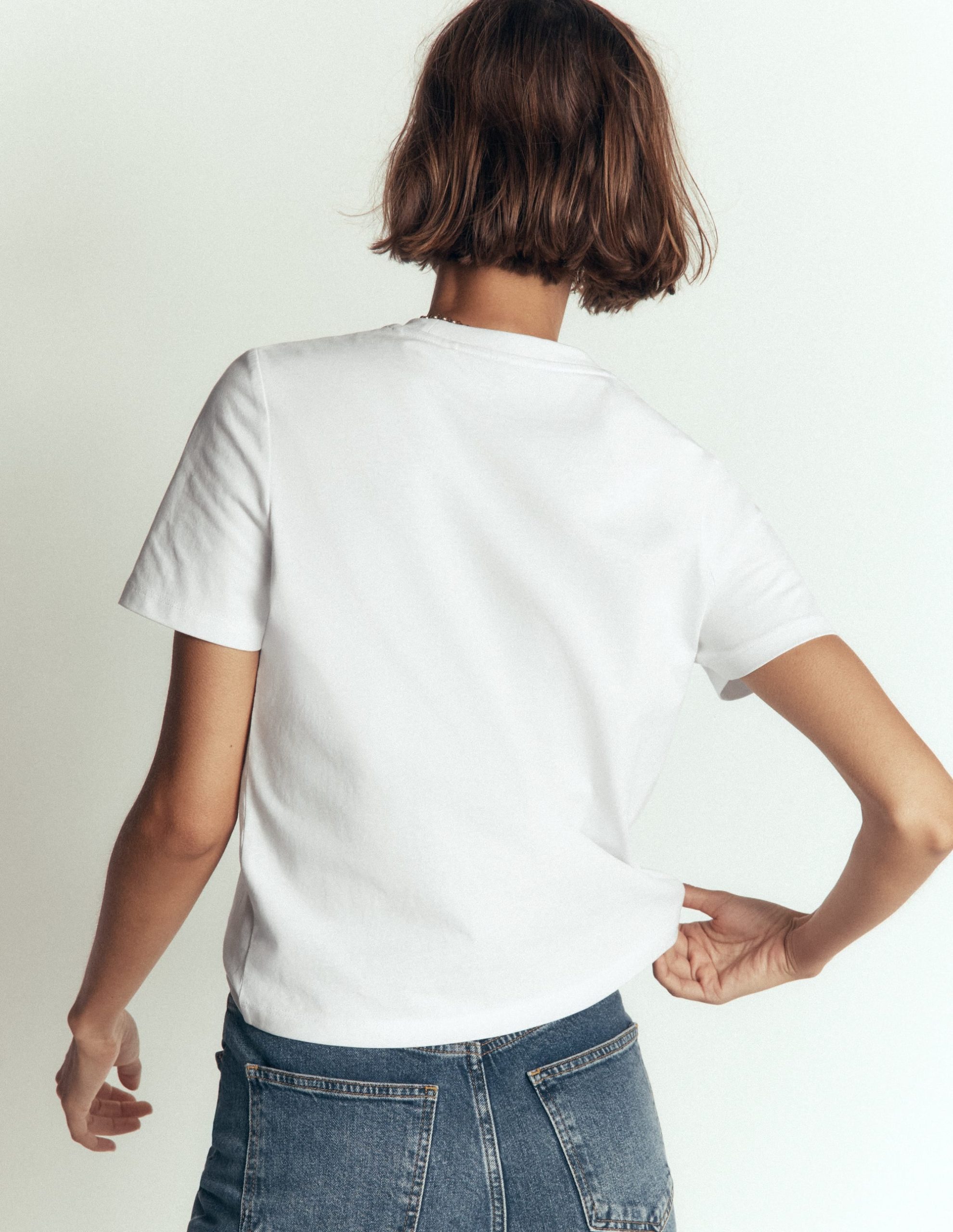 Cotton Crew Neck T-shirt-White - Image 3