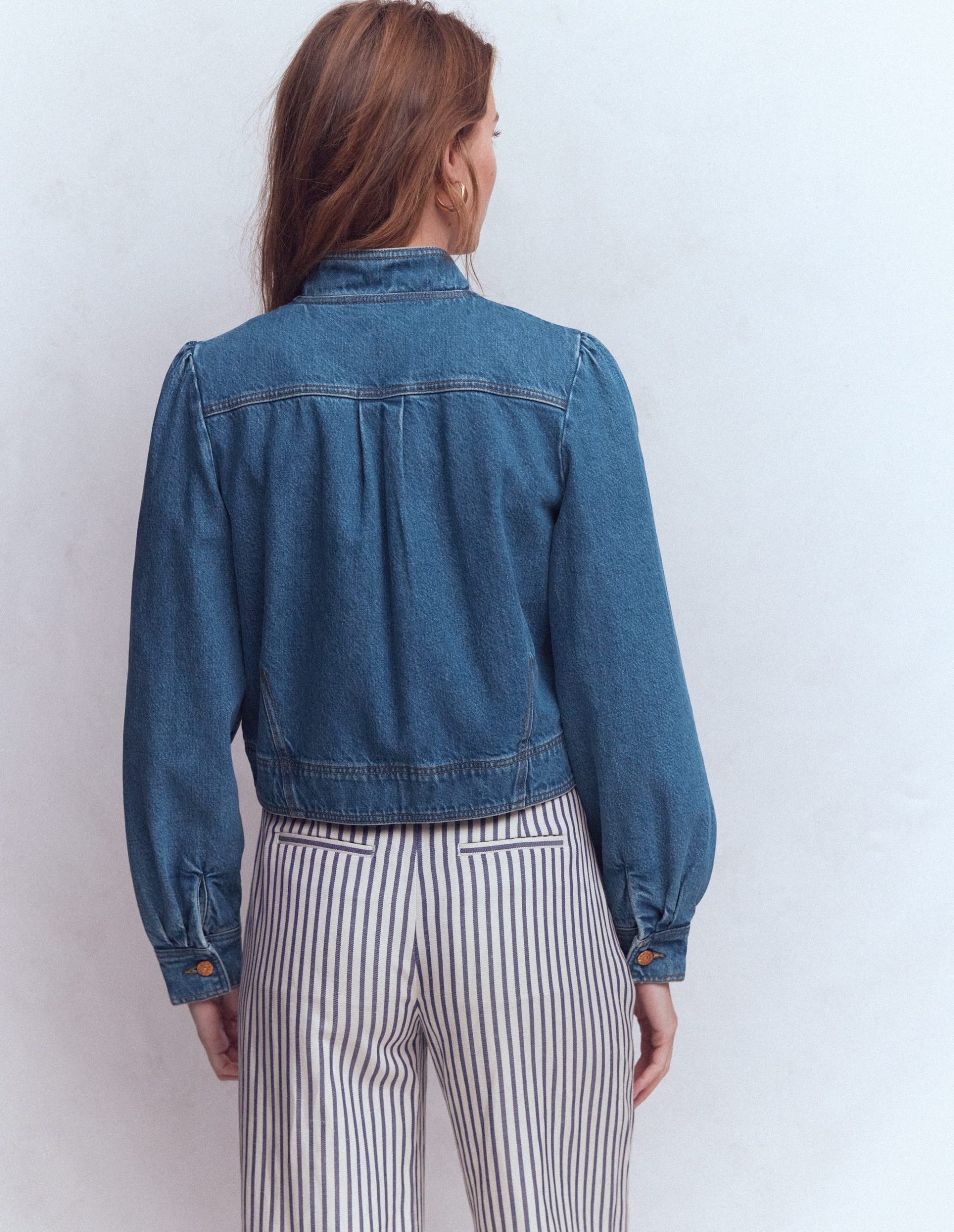 Topstitch Denim Jacket-Mid Wash. Denim - Image 3