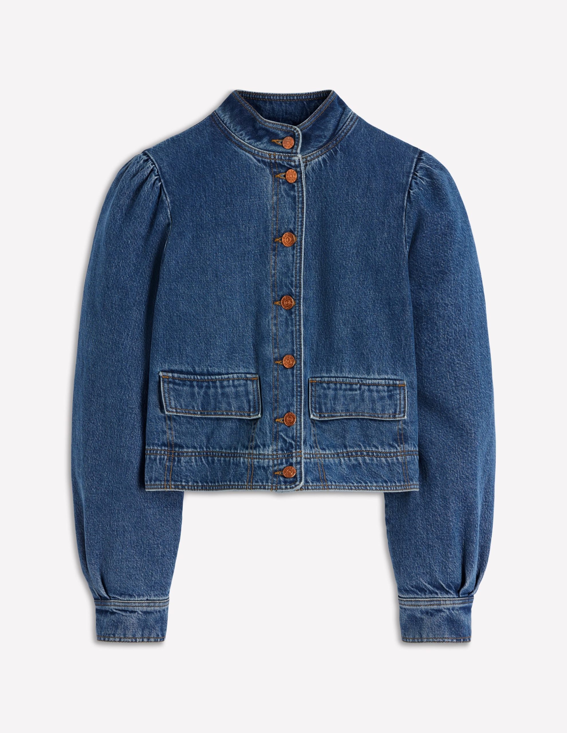 Topstitch Denim Jacket-Mid Wash. Denim - Image 6