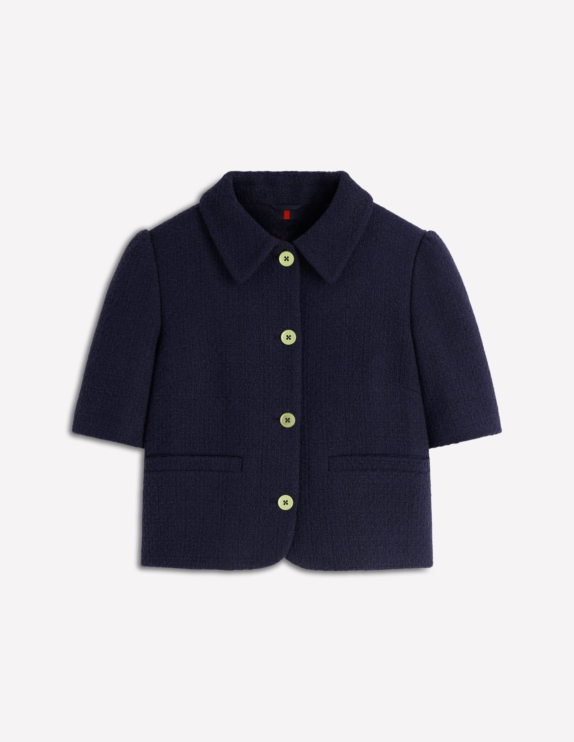 Short Sleeve Textured Jacket-Navy - Image 5