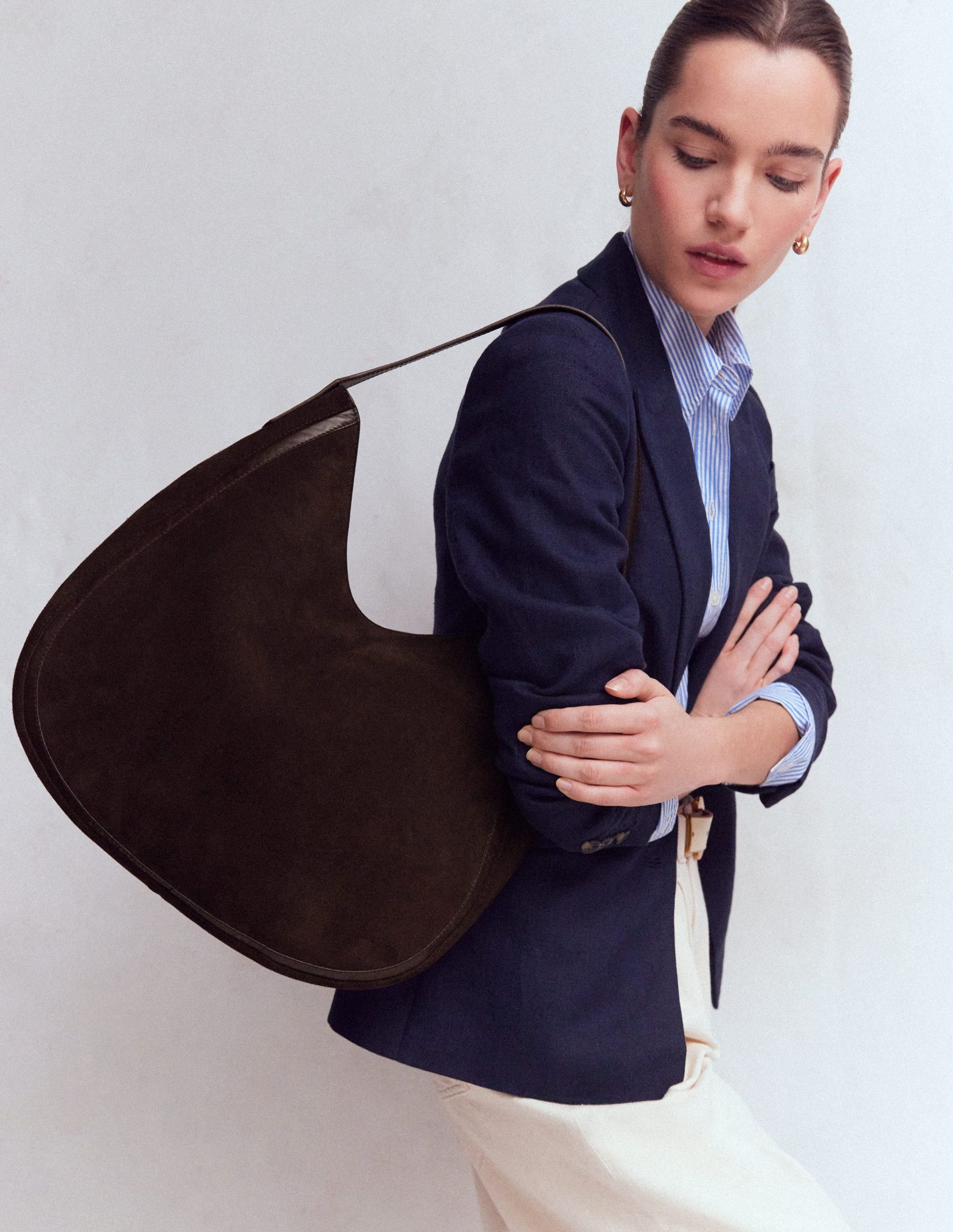 Suede Hobo Bag-Bitter Chocolate - Image 2