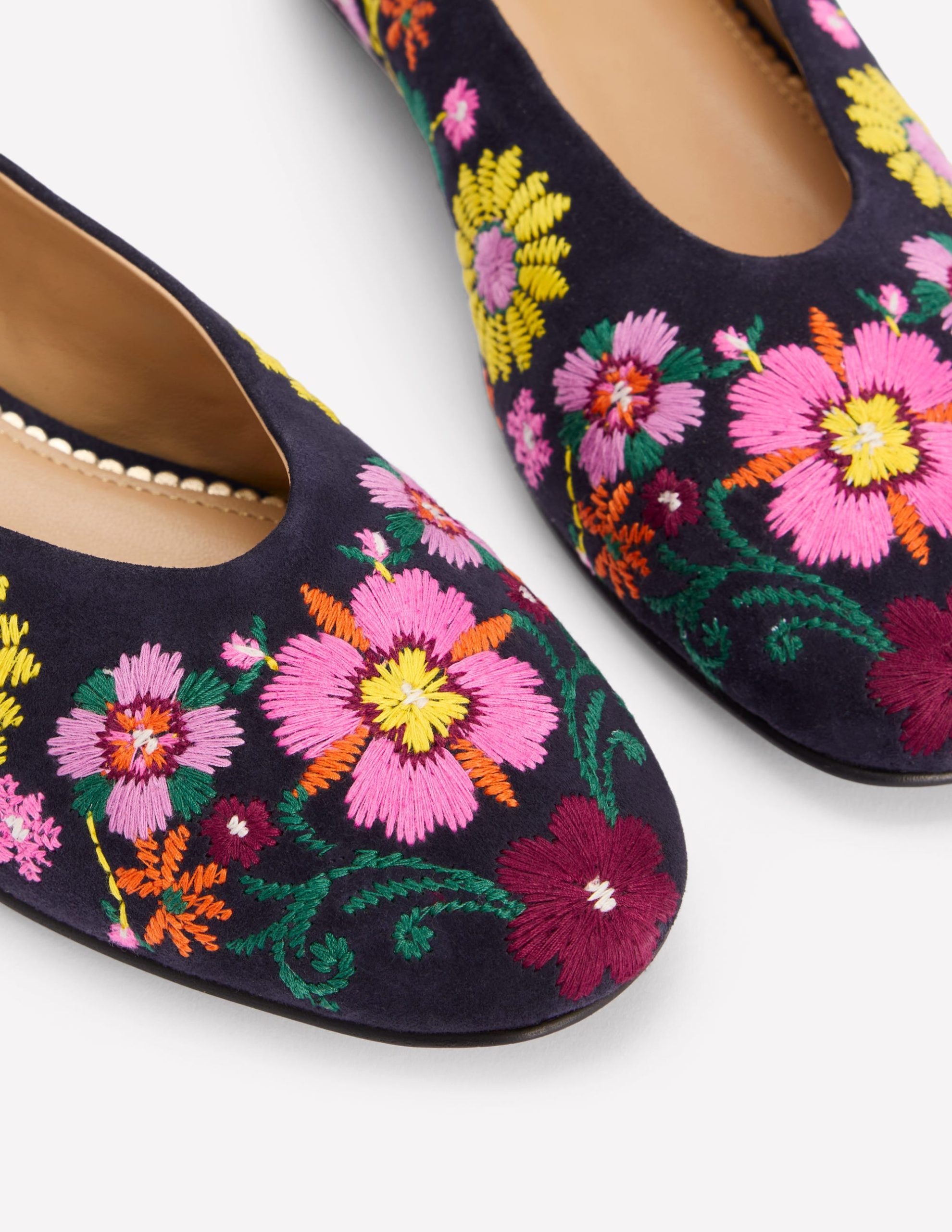 High Cut Ballet Flats-Navy/Embroidery - Image 5