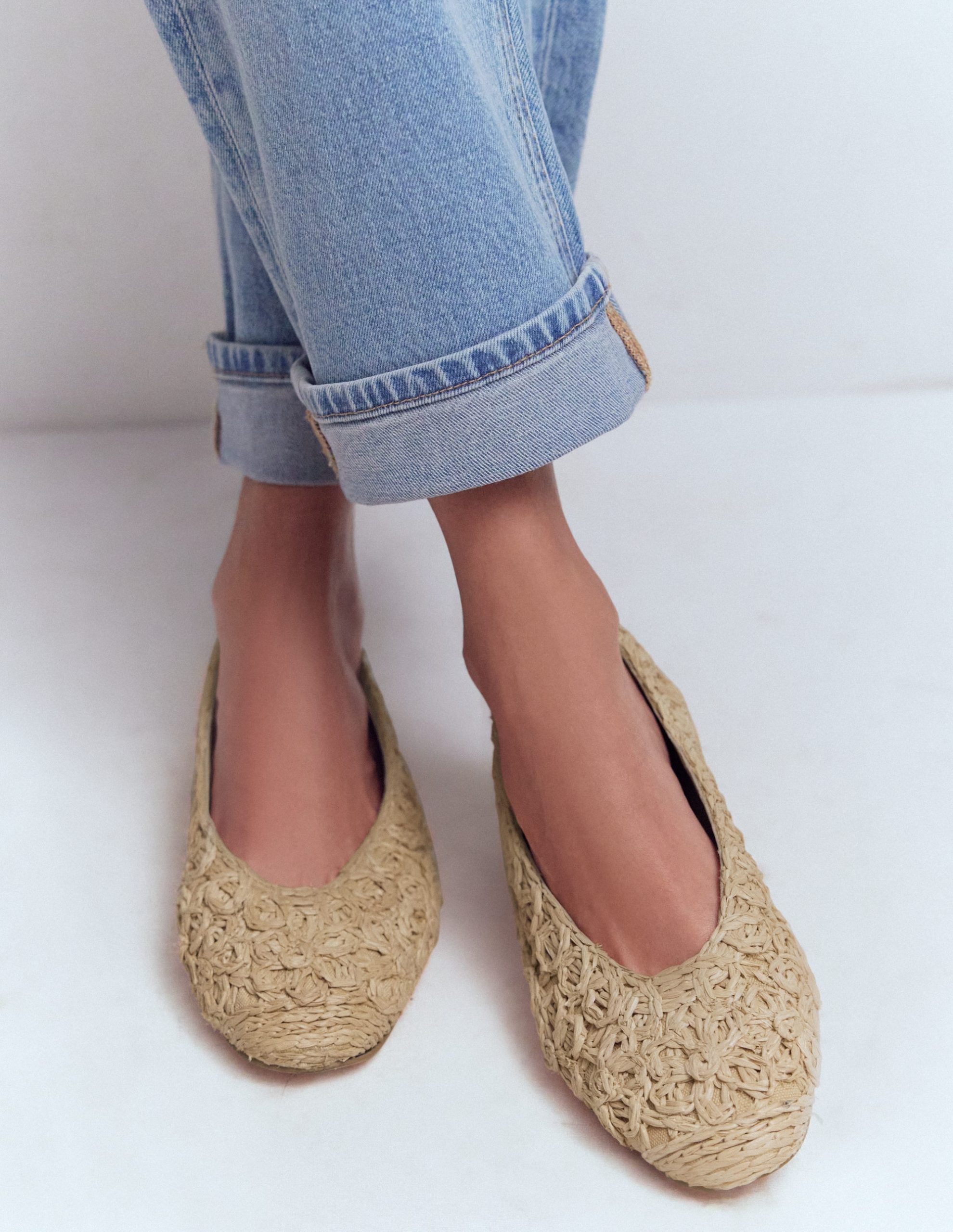 High Cut Ballet Flats-Flower Raffia - Image 2