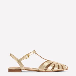 Caged Flat Sandal-Gold