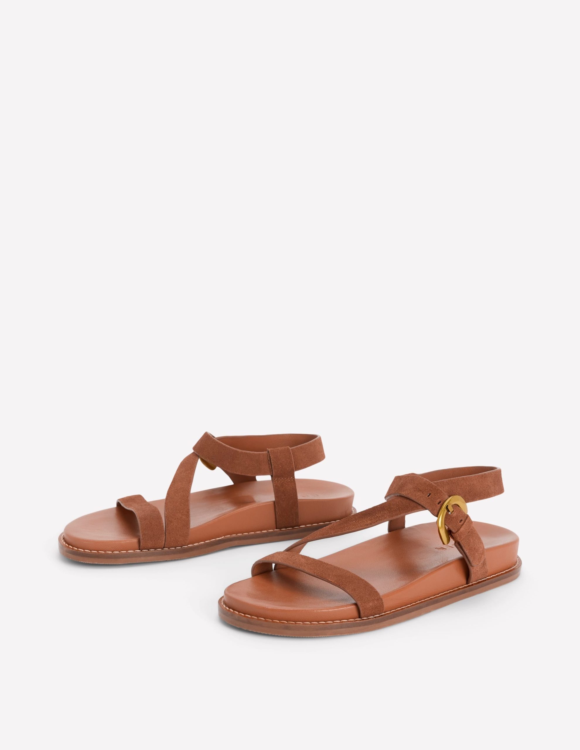 Chunky Asymmetric Sandal-Tan Suede - Image 3