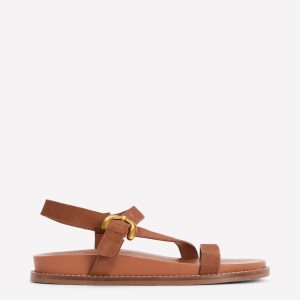 Chunky Asymmetric Sandal-Tan Suede