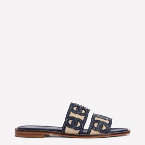 Interlocked Flat Sandal-Navy