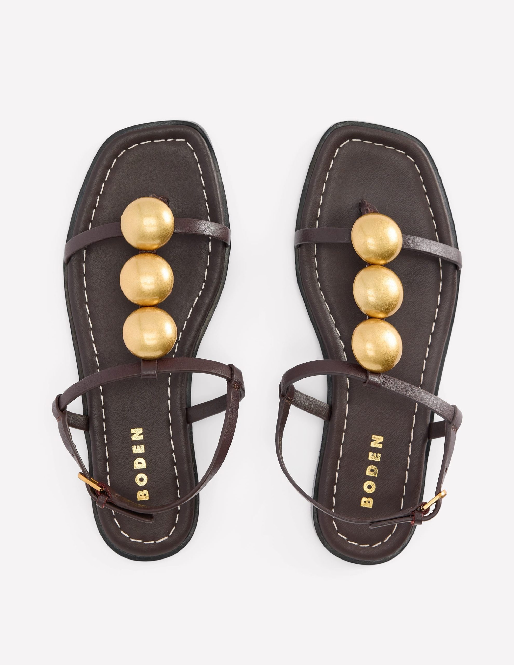 Disc Flat Sandals-Dark Chocolate - Image 5