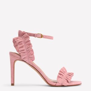 Pleat Detail Heeled Sandals-Almond Pink