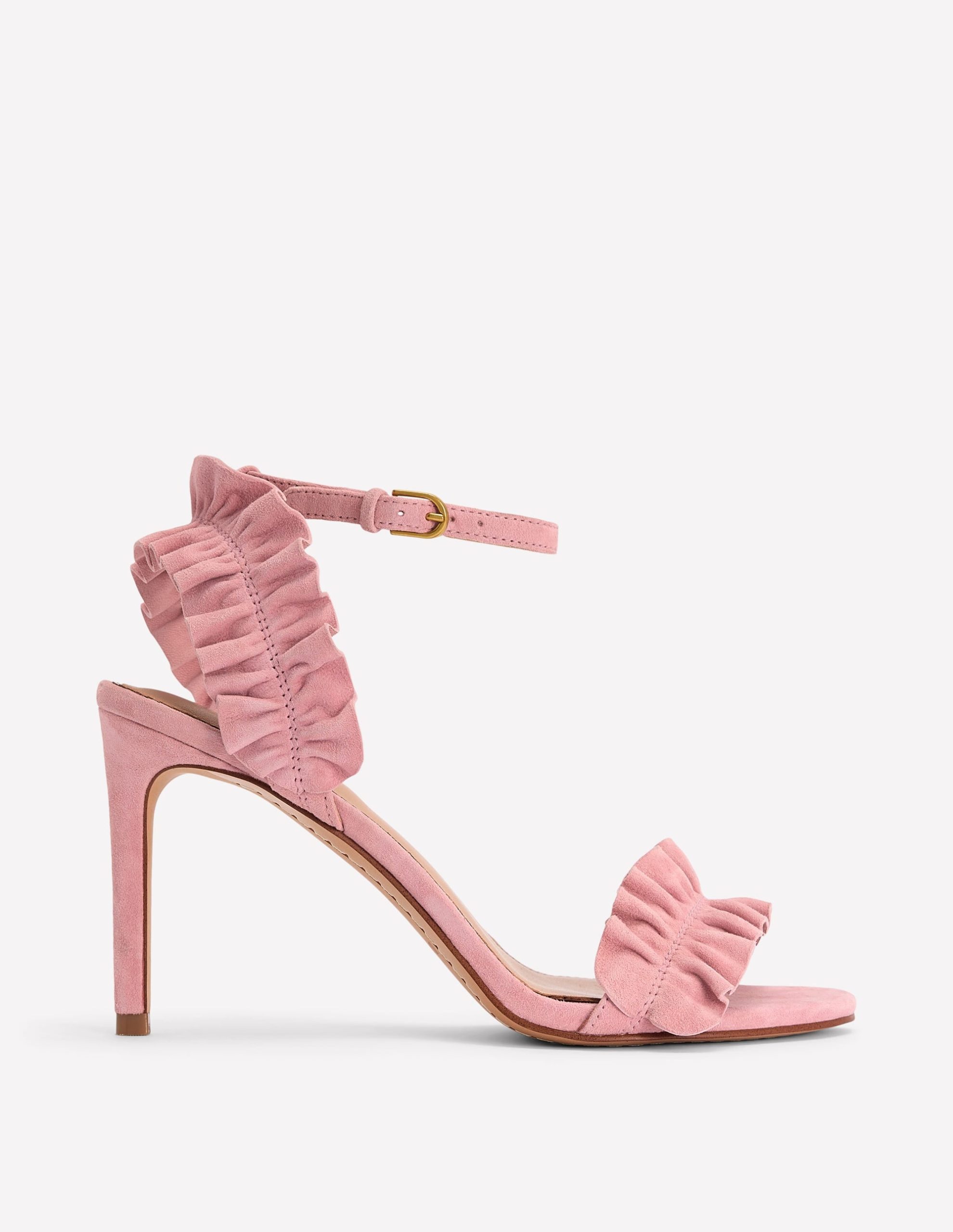 Pleat Detail Heeled Sandals-Almond Pink