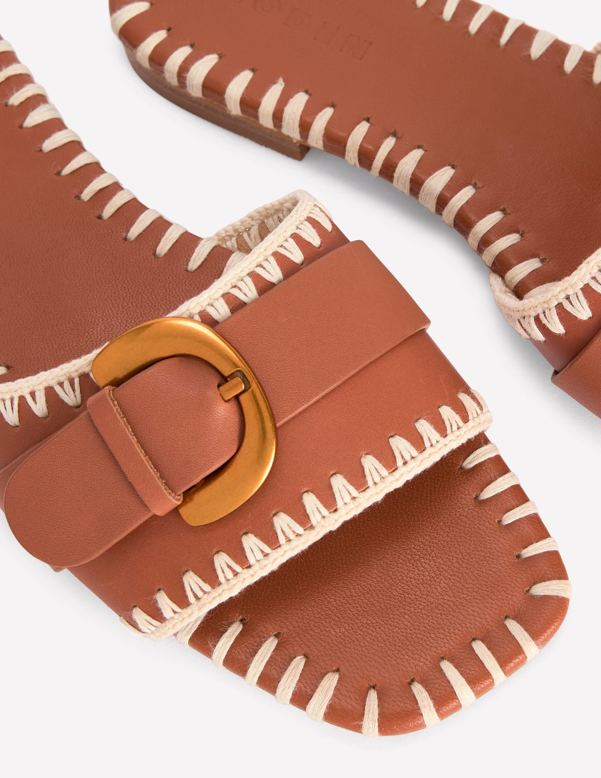 Trim Detail Flat Sandal-Tan - Image 4