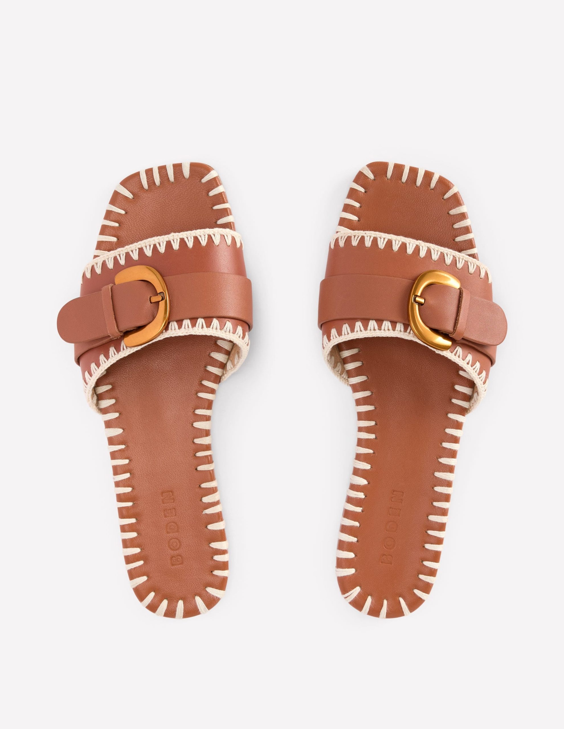 Trim Detail Flat Sandal-Tan - Image 5