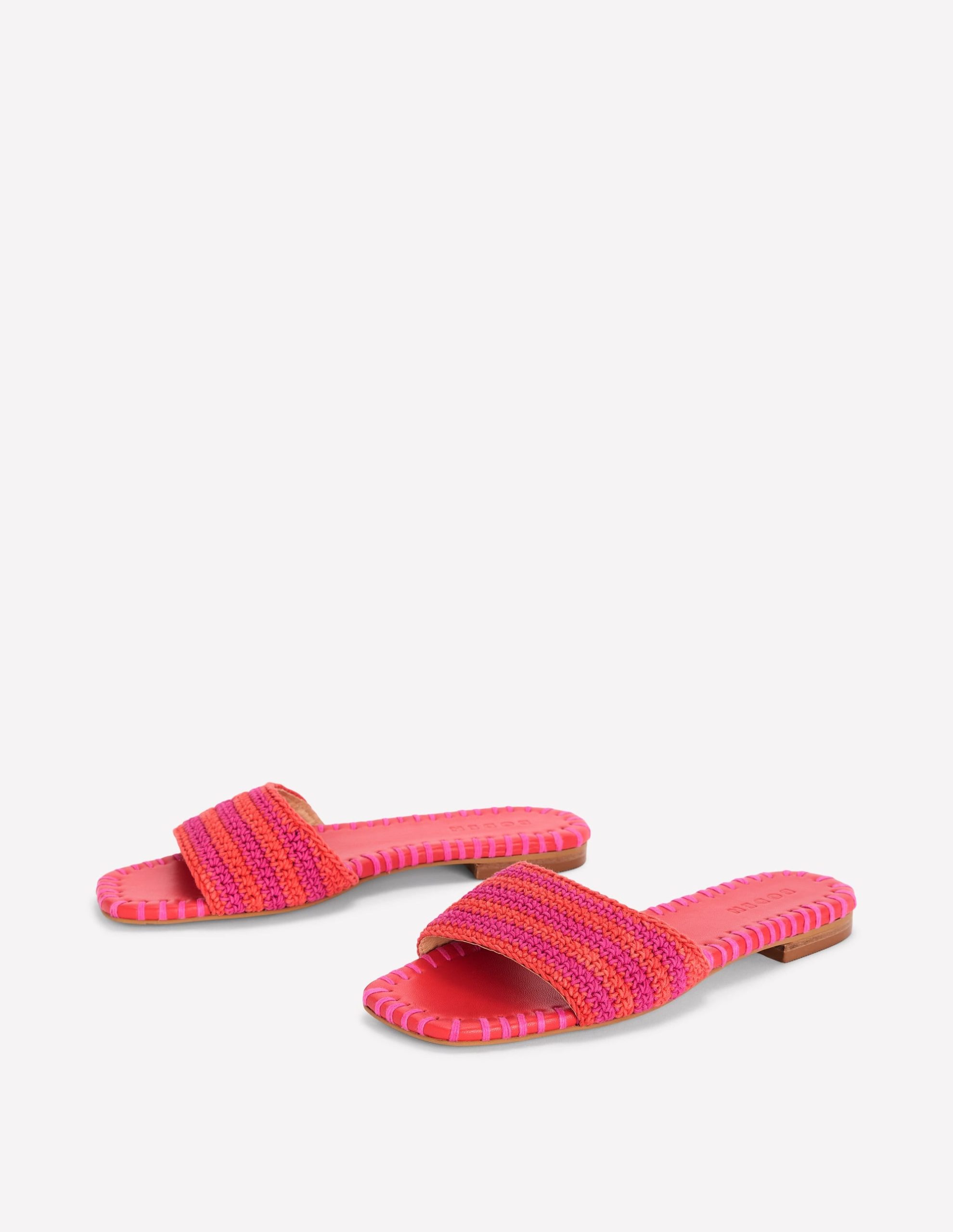 Trim Detail Flat Sandal-Pink Peony/Orange Stripe - Image 3