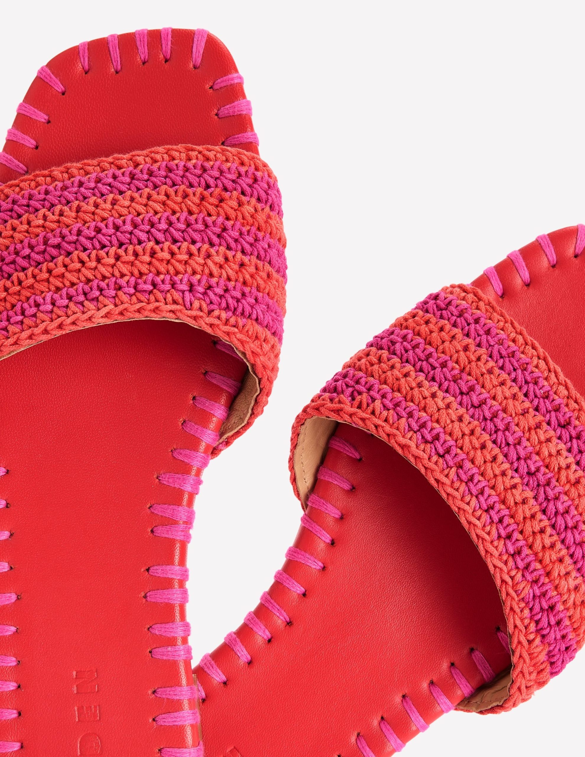 Trim Detail Flat Sandal-Pink Peony/Orange Stripe - Image 4