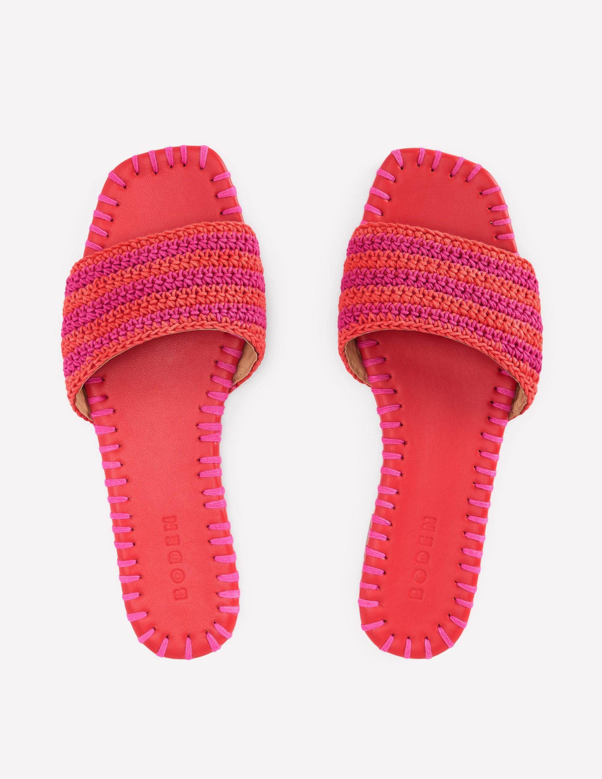 Trim Detail Flat Sandal-Pink Peony/Orange Stripe - Image 5