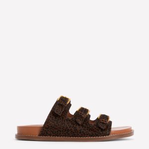 Triple Strap Footbed Sandal-Leopard