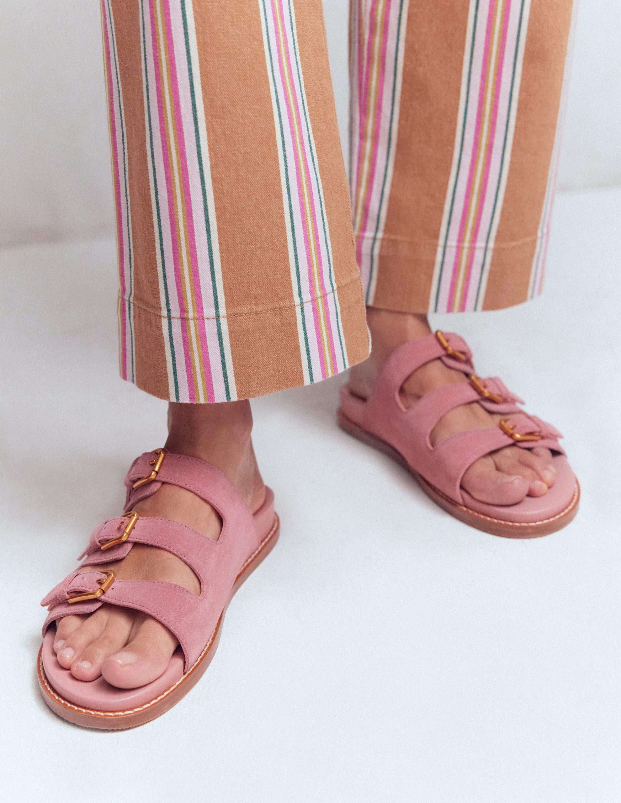 Triple Strap Footbed Sandal-Dusty Pink - Image 2