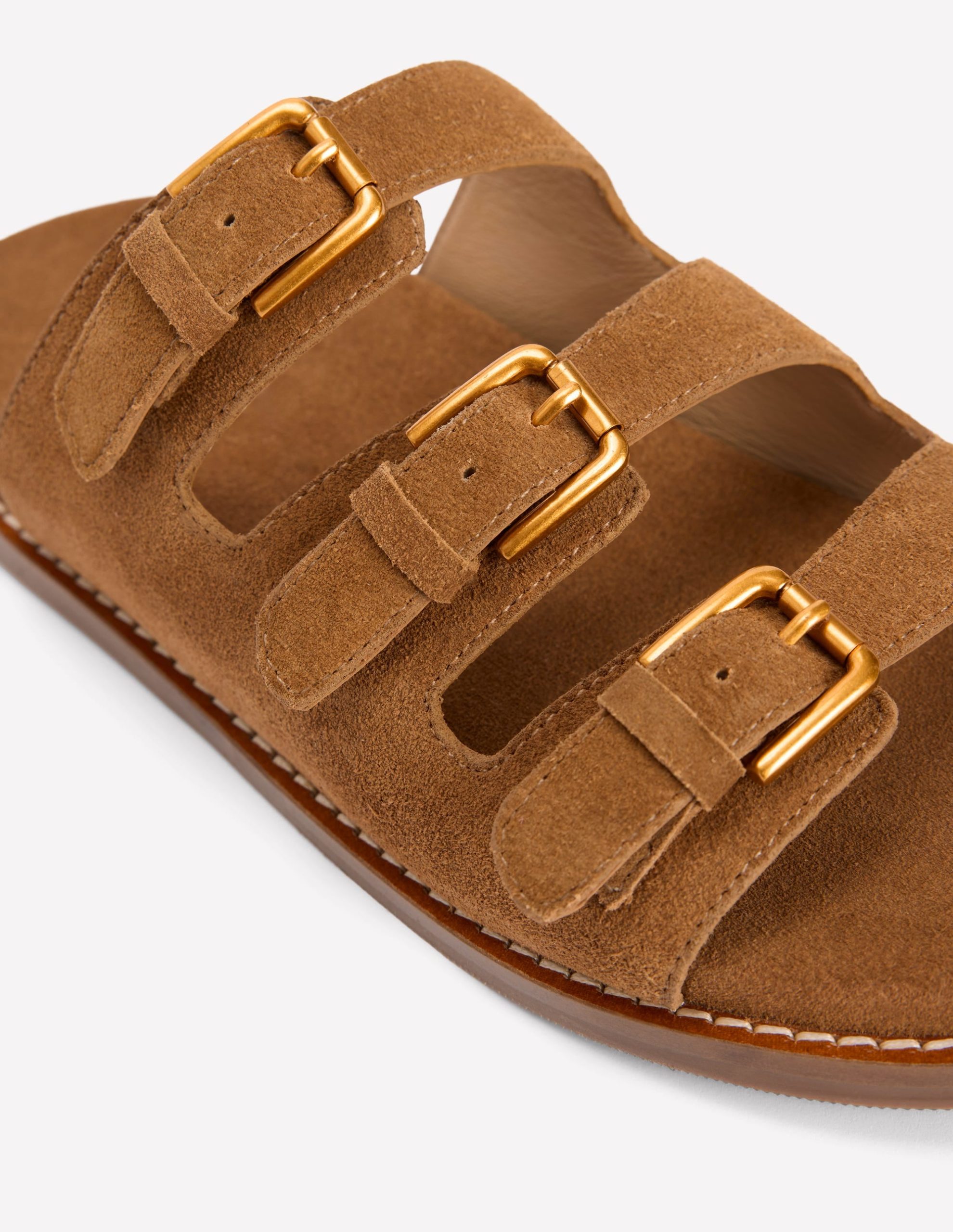 Triple Strap Footbed Sandal-Tan - Image 4