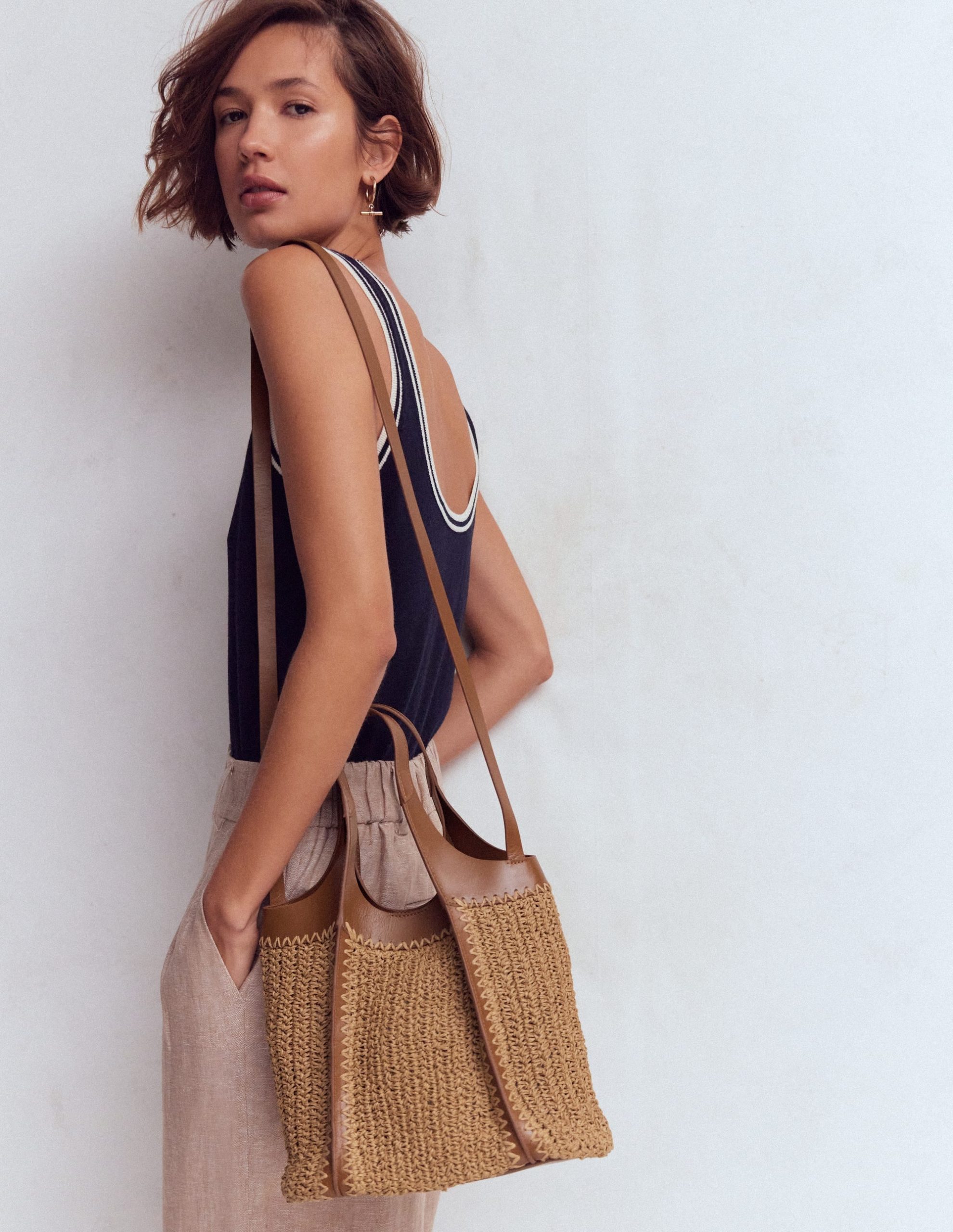 Mini Straw Tote-Natural - Image 2
