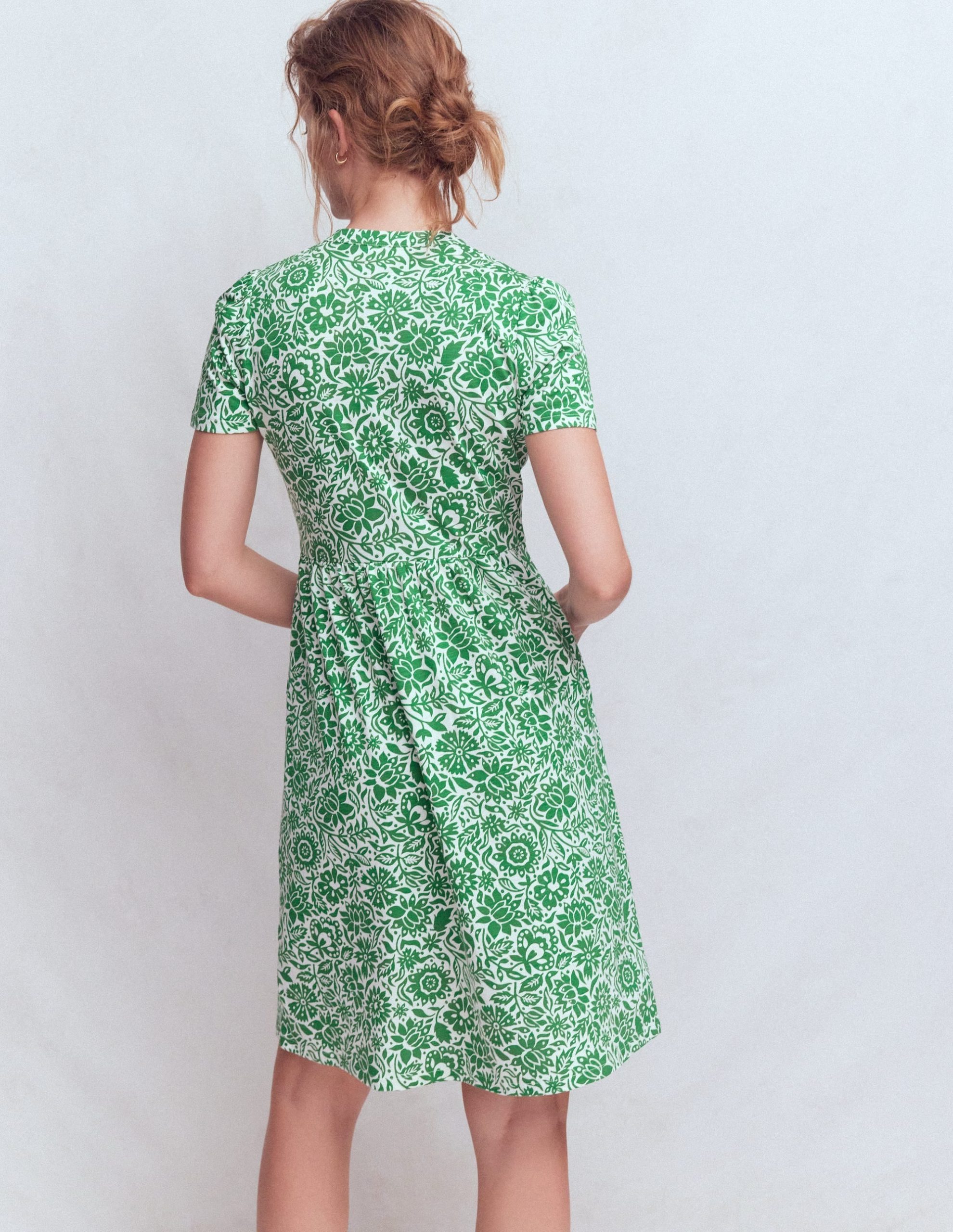 Naomi Short Sleeve Dress-Fresh Green. Meadow Scatter - Image 3