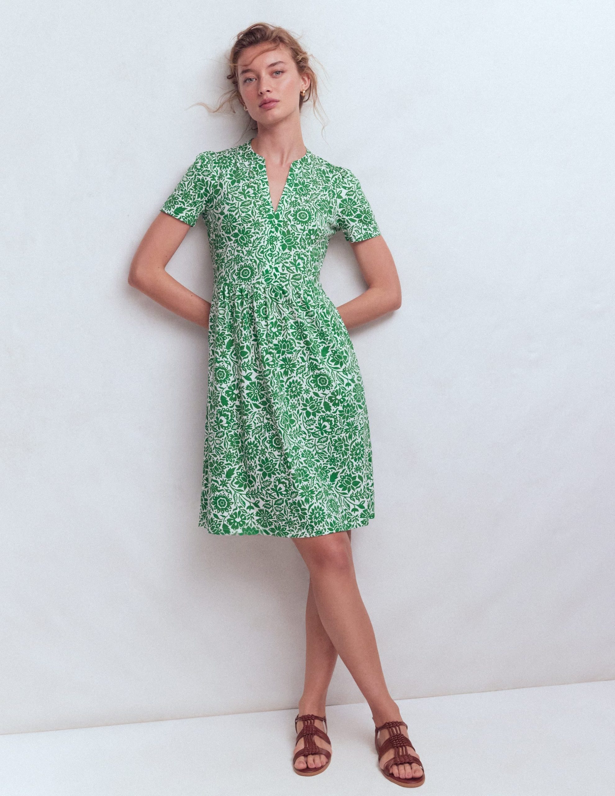 Naomi Short Sleeve Dress-Fresh Green. Meadow Scatter - Image 4