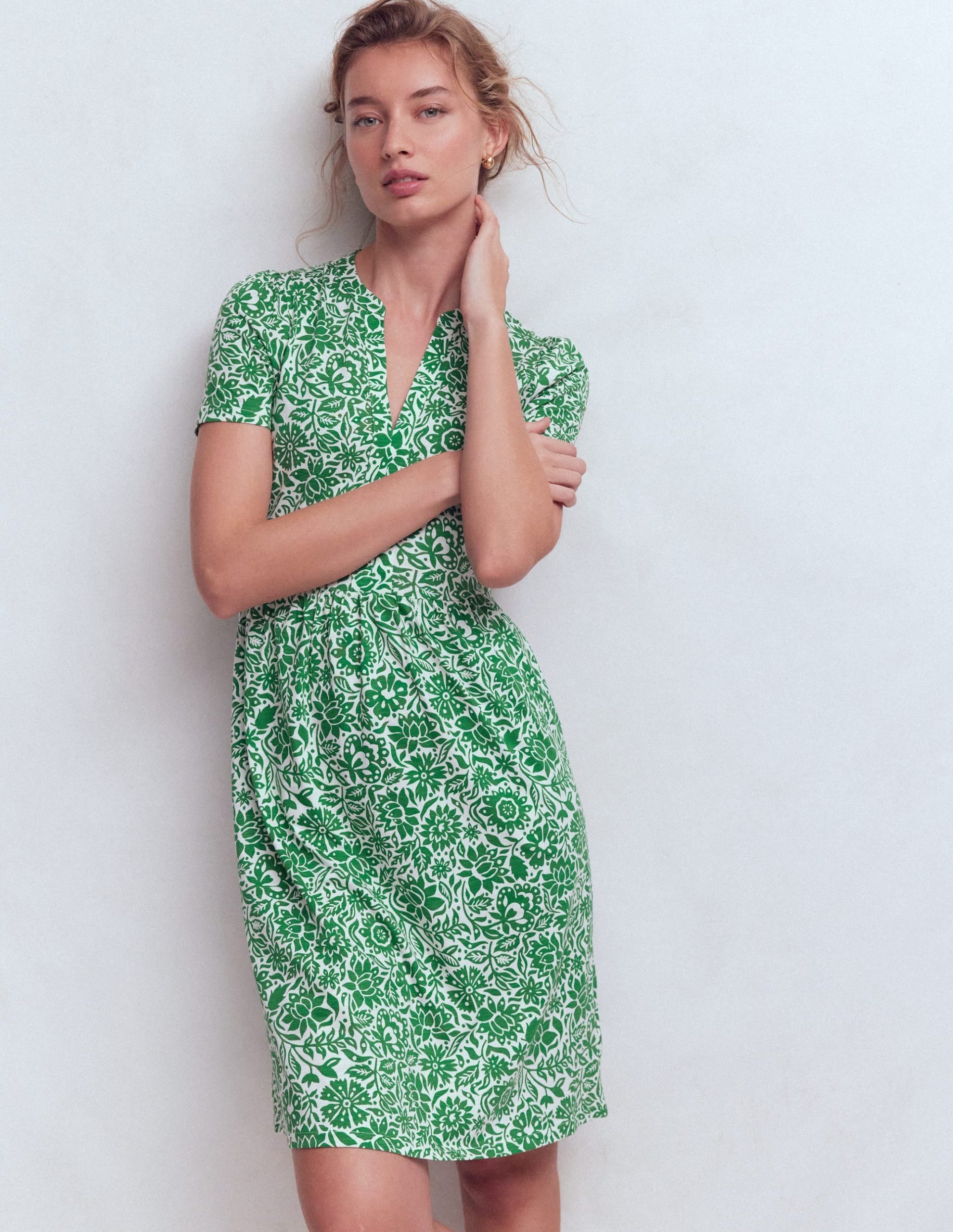 Naomi Short Sleeve Dress-Fresh Green. Meadow Scatter - Image 5