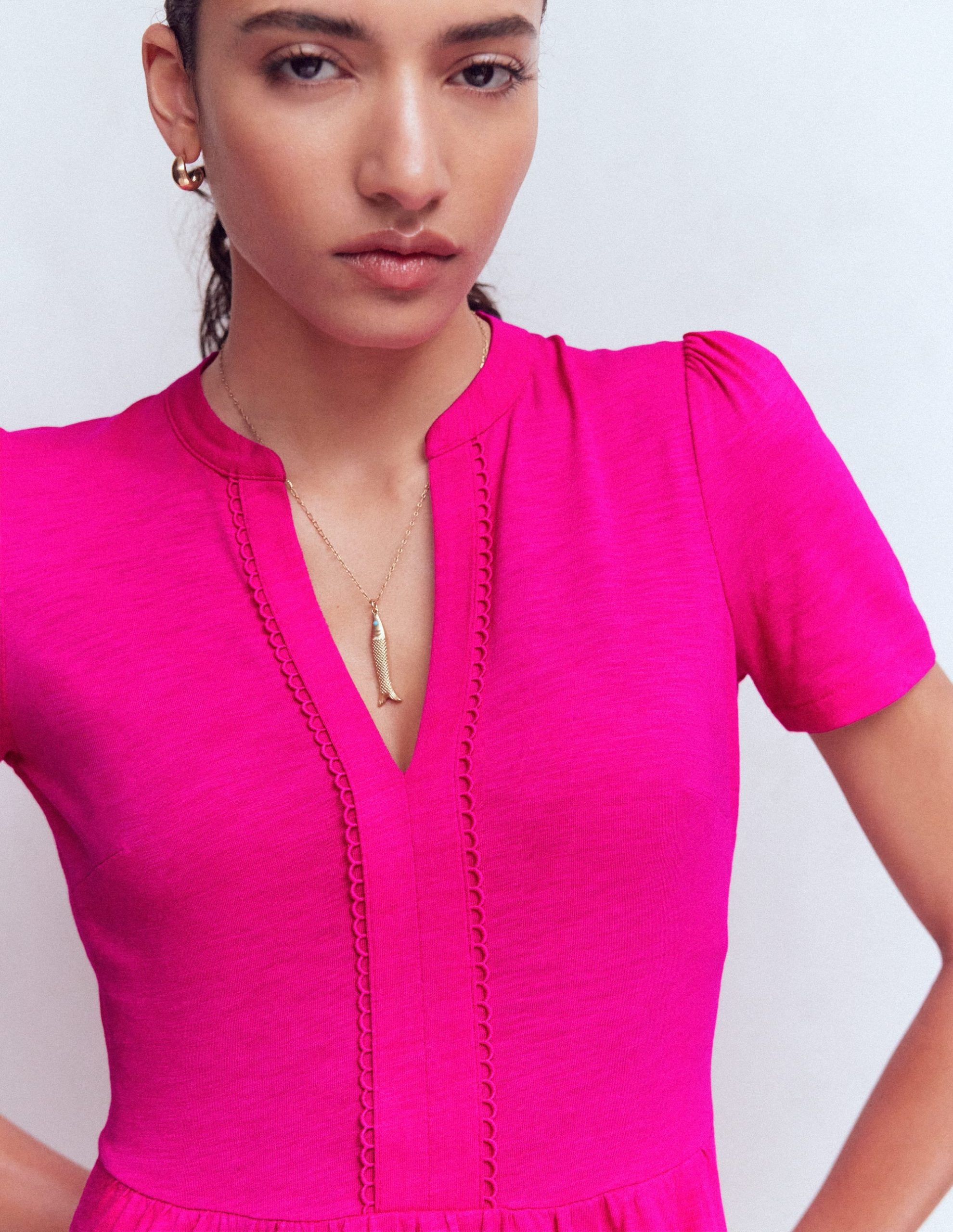 Naomi Short Sleeve Dress-Pink Peony - Image 2
