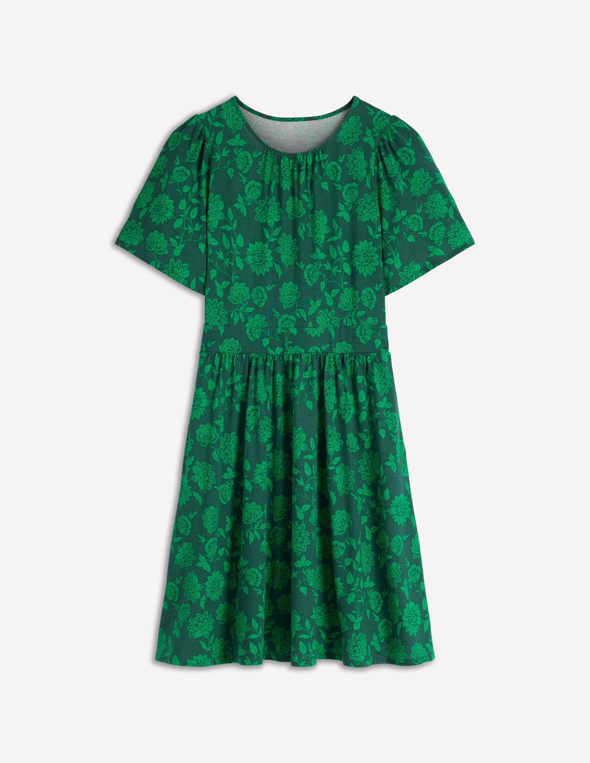 Louisa Short Jersey Dress-Midnight Teal. Floral Frenzy - Image 6