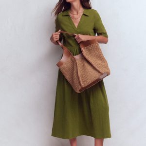 Aria Collared Jersey Dress-Promenade Green